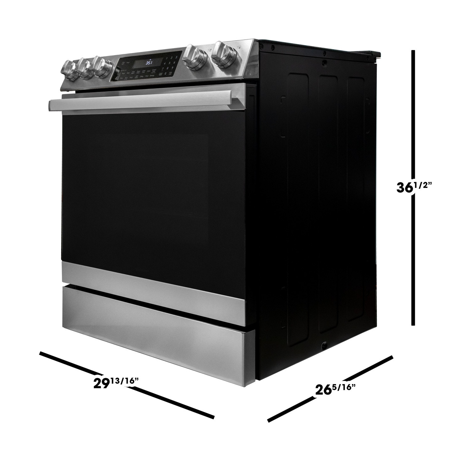 Estufa eléctrica de empotrar con horno de convección y freidora de aire, 5 quemadores, cubierta de vidrio de 30 pulgadas (acero inoxidable)