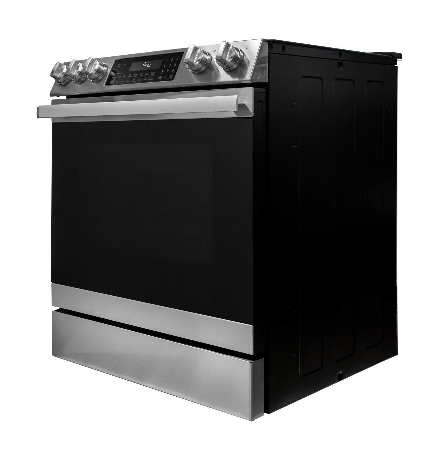 Estufa eléctrica de empotrar con horno de convección y freidora de aire, 5 quemadores, cubierta de vidrio de 30 pulgadas (acero inoxidable)