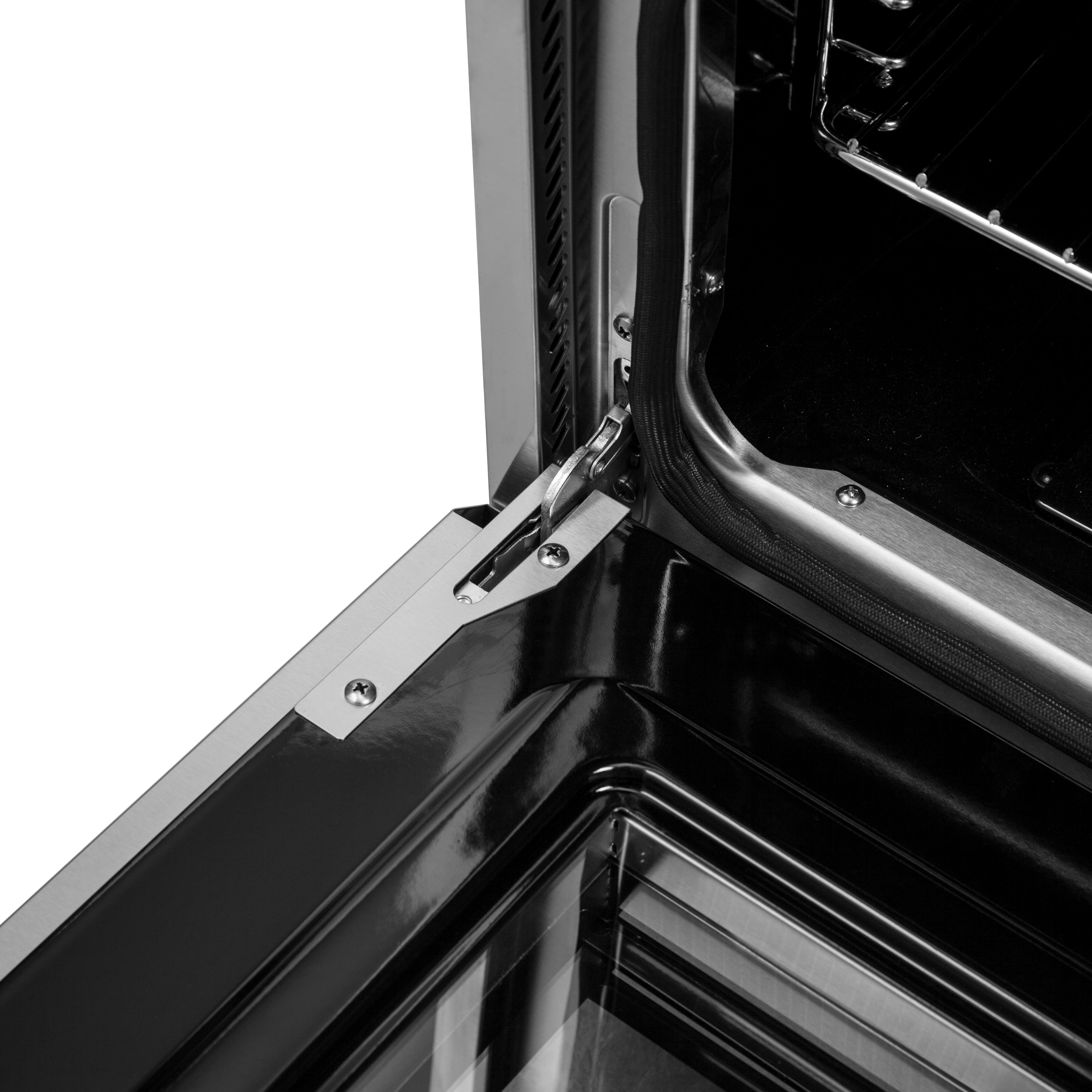 Cocina eléctrica independiente con horno de convección de freír al aire y quemadores de vidrio superior de 30 pulgadas y acero inoxidable Galiano Titanium de FORNO (FFSEL6083-30)