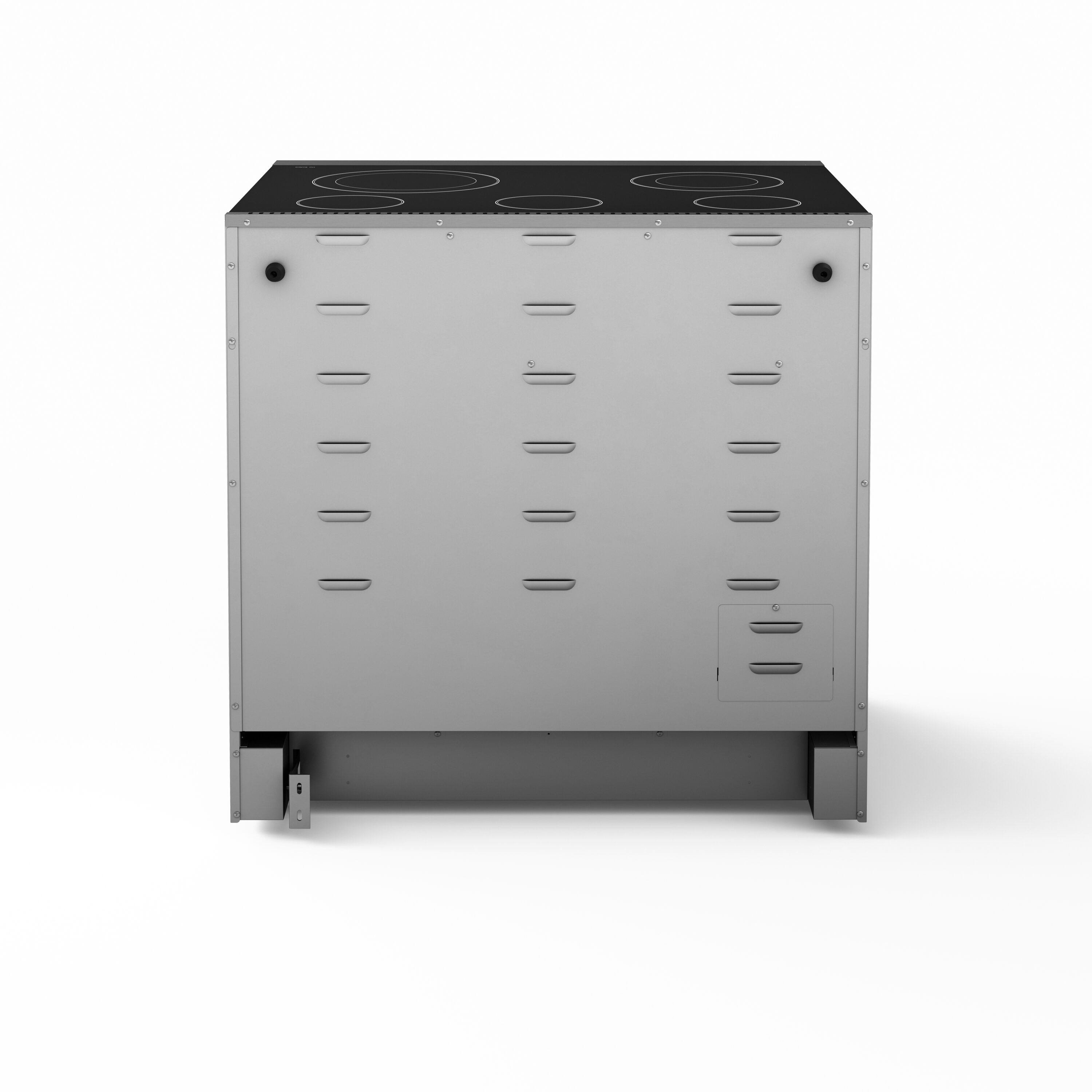 Estufa eléctrica independiente con horno de convección de 6 pies cúbicos y 5 quemadores con tapa de vidrio de 36 pulgadas de acero inoxidable