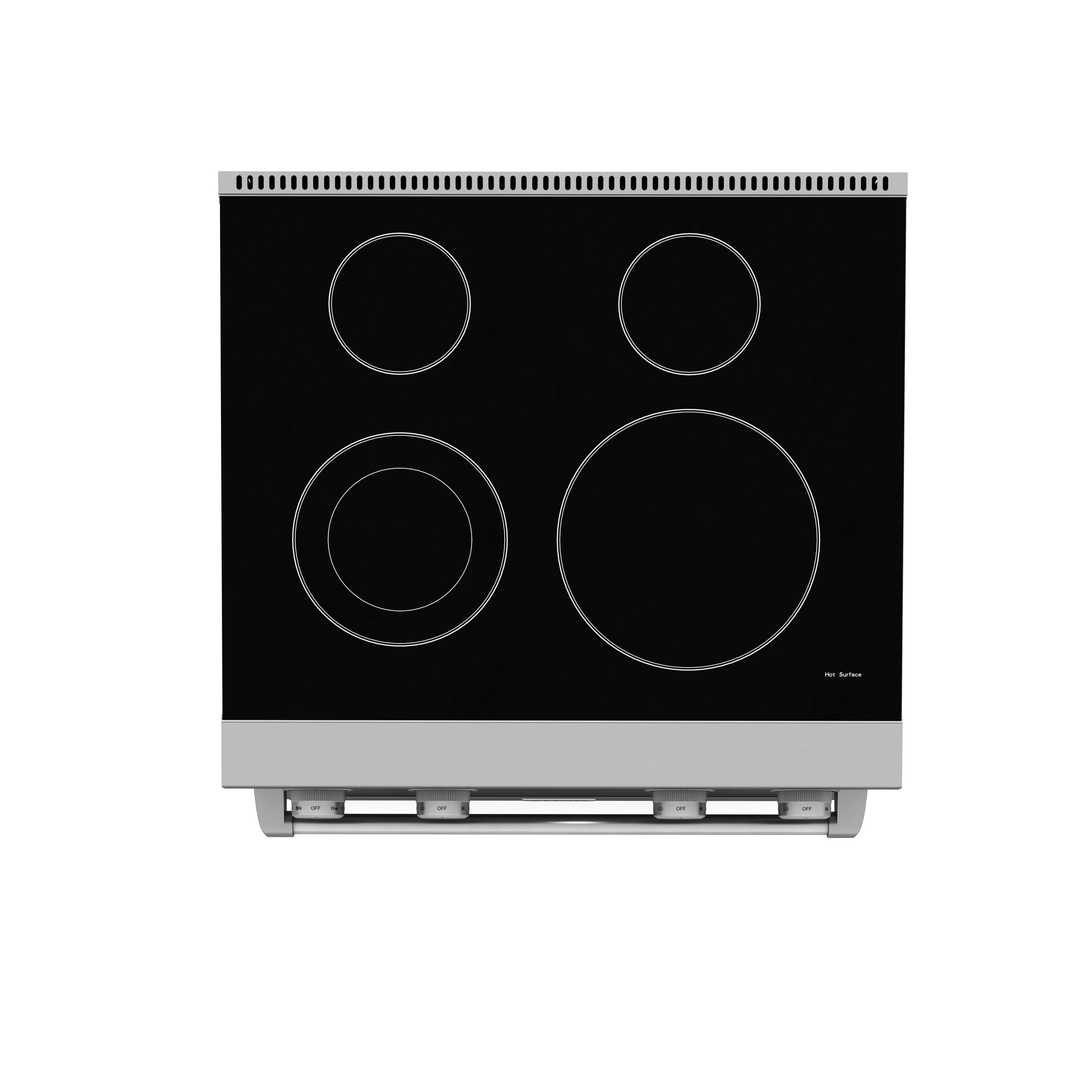Estufa eléctrica independiente con horno de convección de 4.8 pies cúbicos, 4 quemadores y superficie de vidrio de 30 pulgadas en acero inoxidable