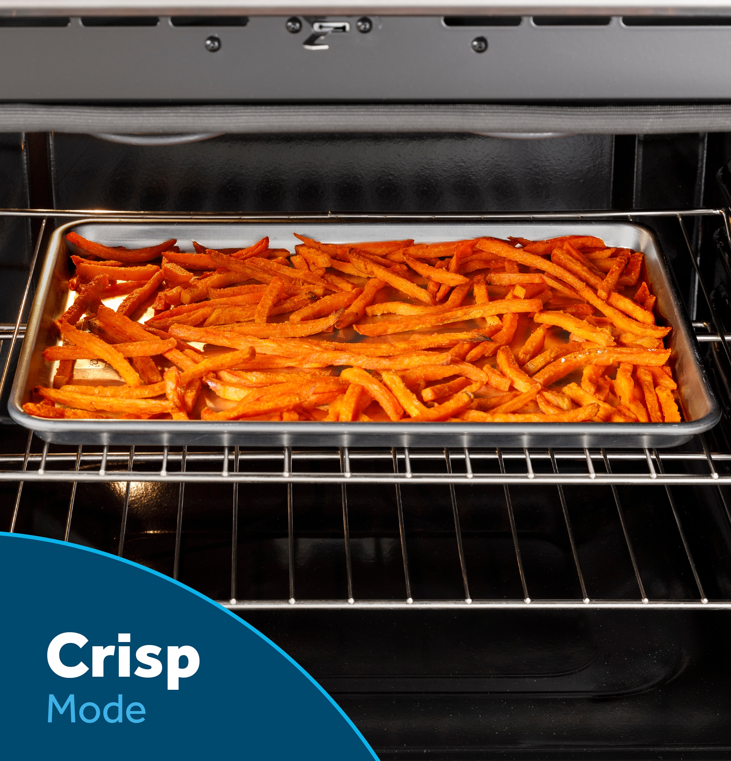 Estufa eléctrica independiente de vidrio con 5 quemadores y modo Crisp de 30 pulgadas (Blanca) de 5.3 pies cúbicos