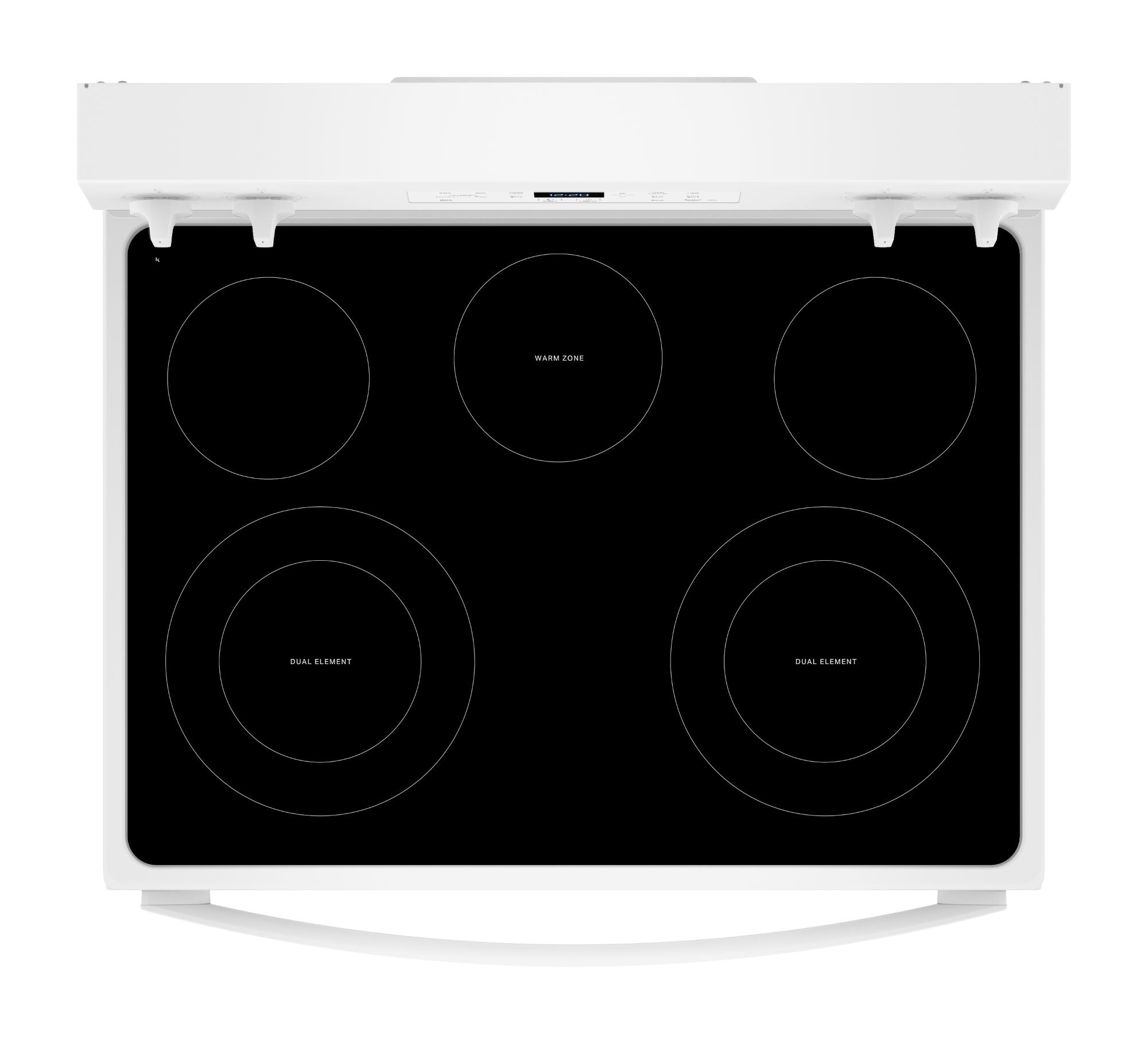 Estufa eléctrica independiente con cubierta de cristal de 30 pulgadas, 5 quemadores y horno de 5.3 pies cúbicos (Blanca) de Whirlpool.