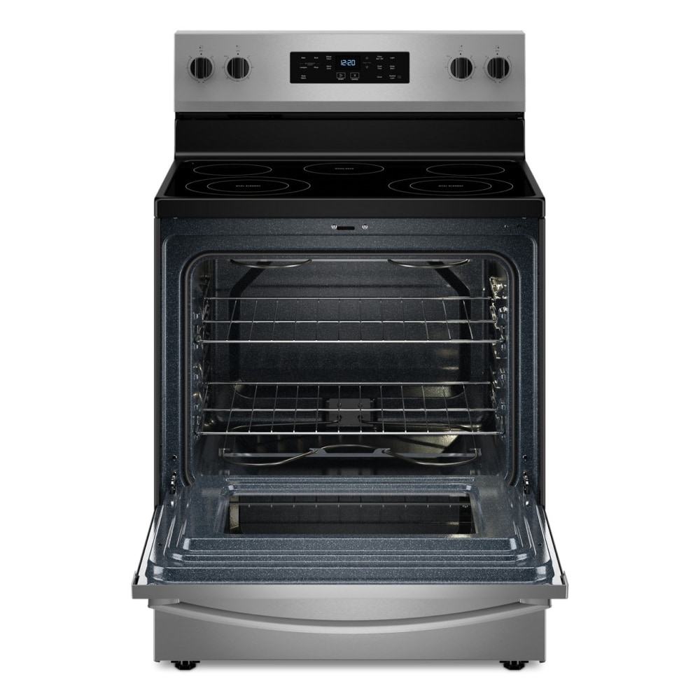 Estufa eléctrica independiente de 5 quemadores y 5.3 pies cúbicos con cubierta de vidrio de 30 pulgadas (Acero inoxidable) Whirlpool WFES3330RS