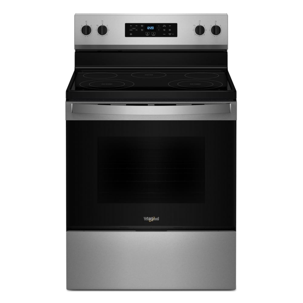 Estufa eléctrica independiente de 5 quemadores y 5.3 pies cúbicos con cubierta de vidrio de 30 pulgadas (Acero inoxidable) Whirlpool WFES3330RS