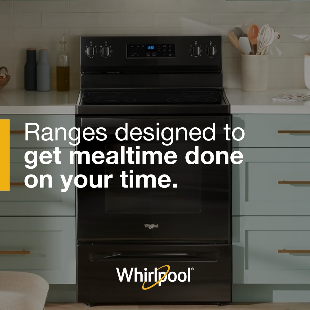 Estufa de Piso Eléctrica de 30 pulgadas con Superficie de Vidrio y 4 Quemadores - Marca Whirlpool