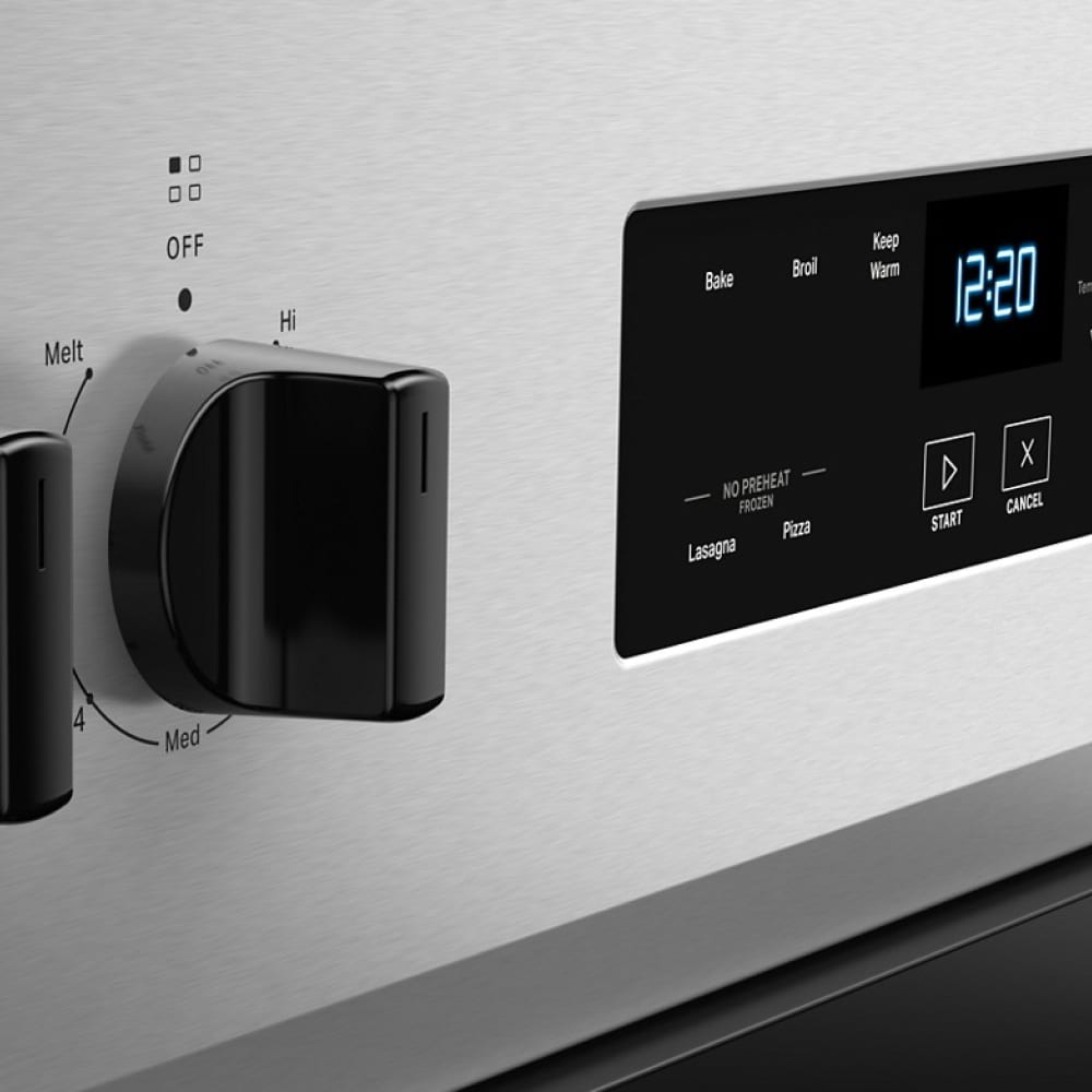 Estufa de Piso Eléctrica de 30 pulgadas con Superficie de Vidrio y 4 Quemadores - Marca Whirlpool