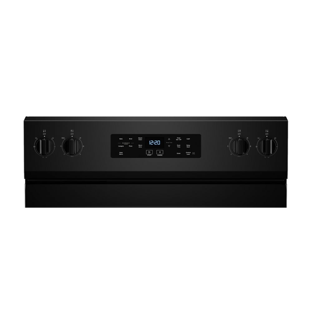 Estufa eléctrica independiente con 5 quemadores de vidrio de 30 pulgadas y 5.3 pies cúbicos de capacidad (negro) WFES3330RB de Whirlpool