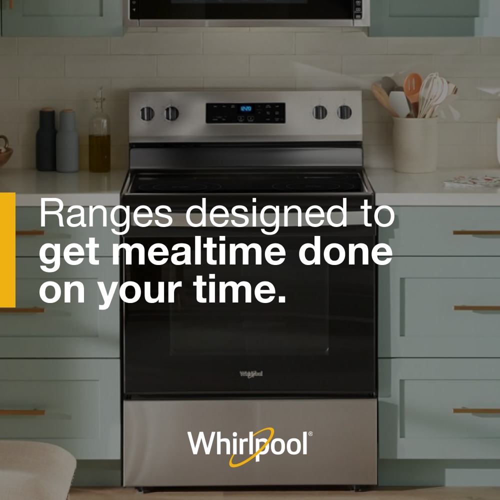Estufa Eléctrica de Piso de 30 pulgadas con Cubierta de Vidrio y 4 Quemadores de Whirlpool