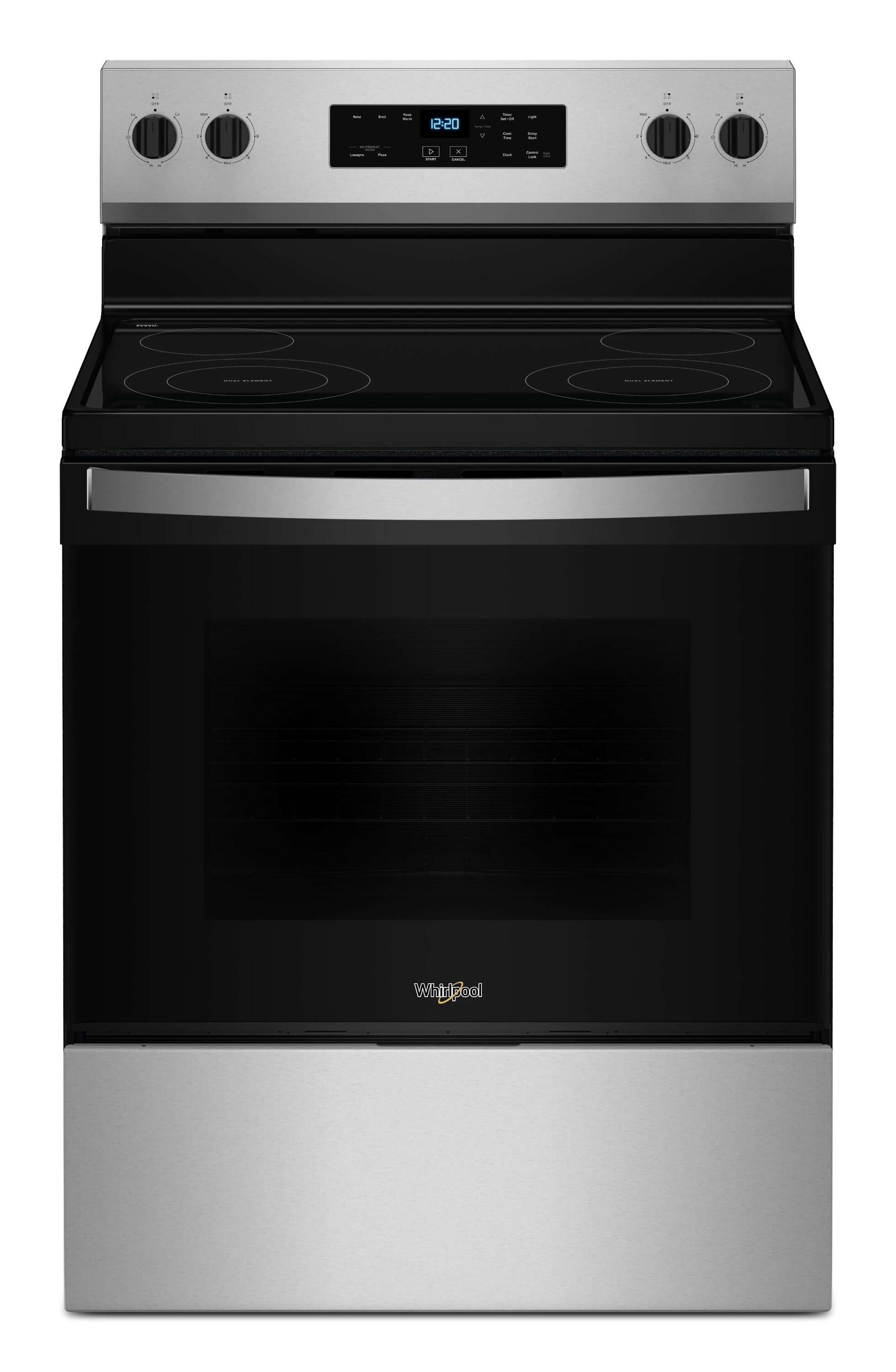 Estufa Eléctrica de Piso de 30 pulgadas con Cubierta de Vidrio y 4 Quemadores de Whirlpool