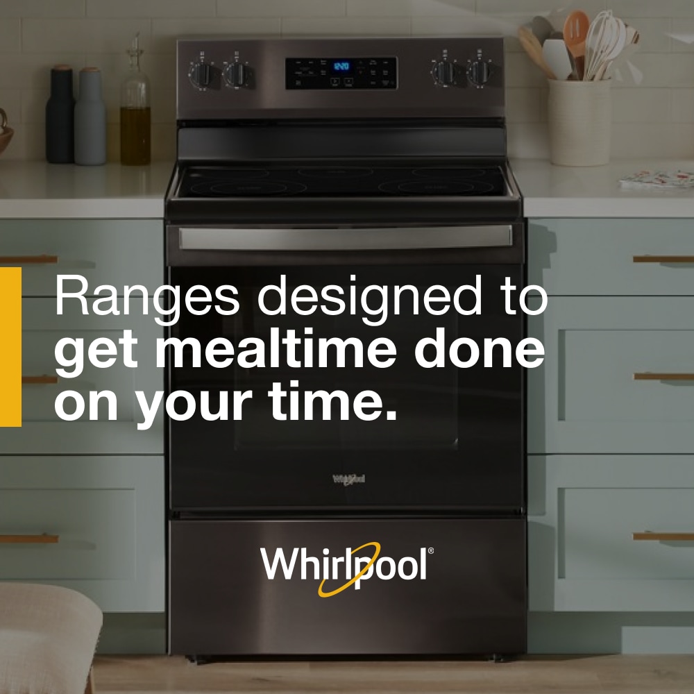 Estufa eléctrica independiente Whirlpool de 30 pulgadas con tapa de vidrio, 5 quemadores y capacidad de 5.3 pies cúbicos (acero inoxidable resistente a huellas dactilares) WFES3330RZ