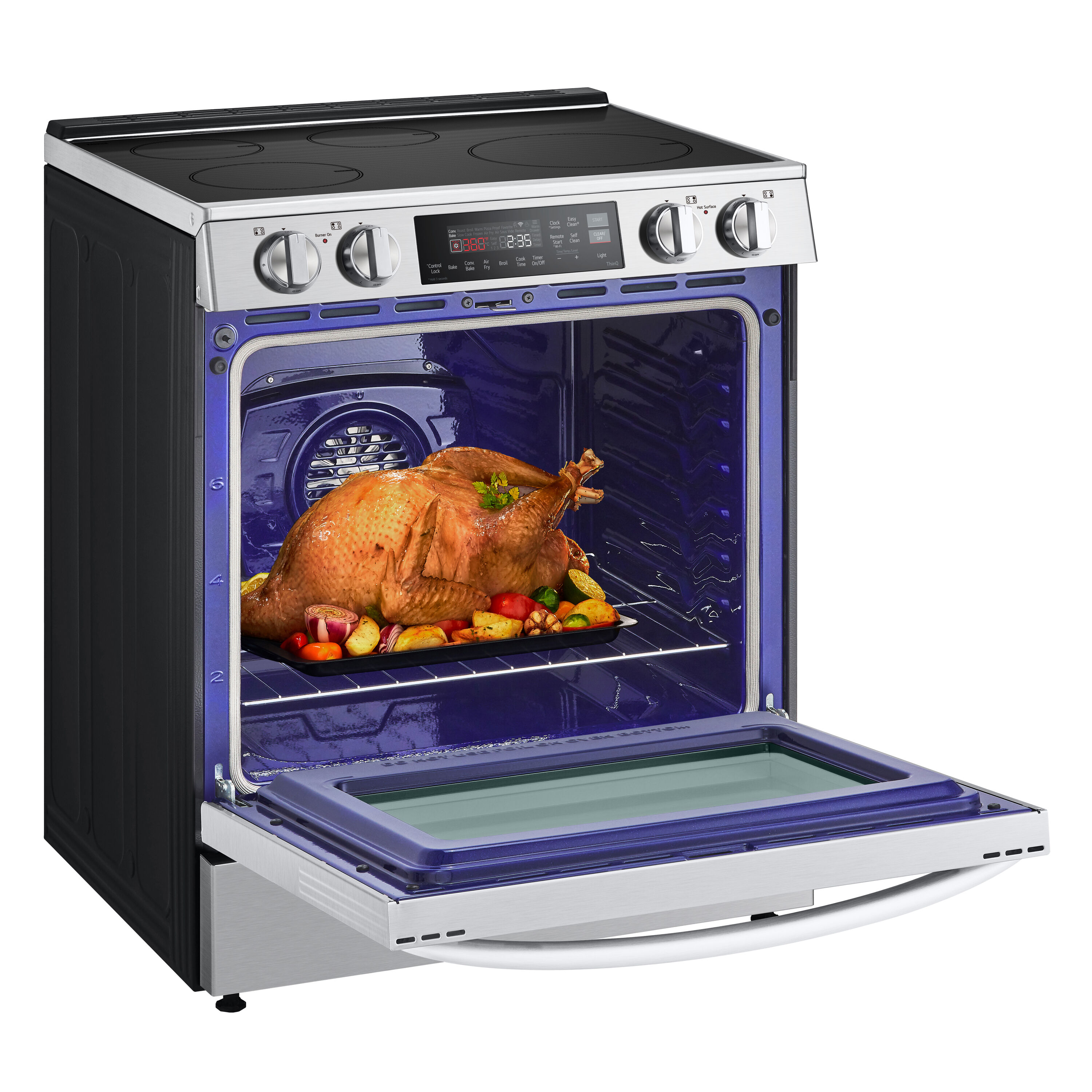 Estufa de inducción de 4 quemadores con horno de convección y freidora de aire LG de 30 pulgadas, 6.3 pies cúbicos (Acero Inoxidable de Resistencia a las Manchas)