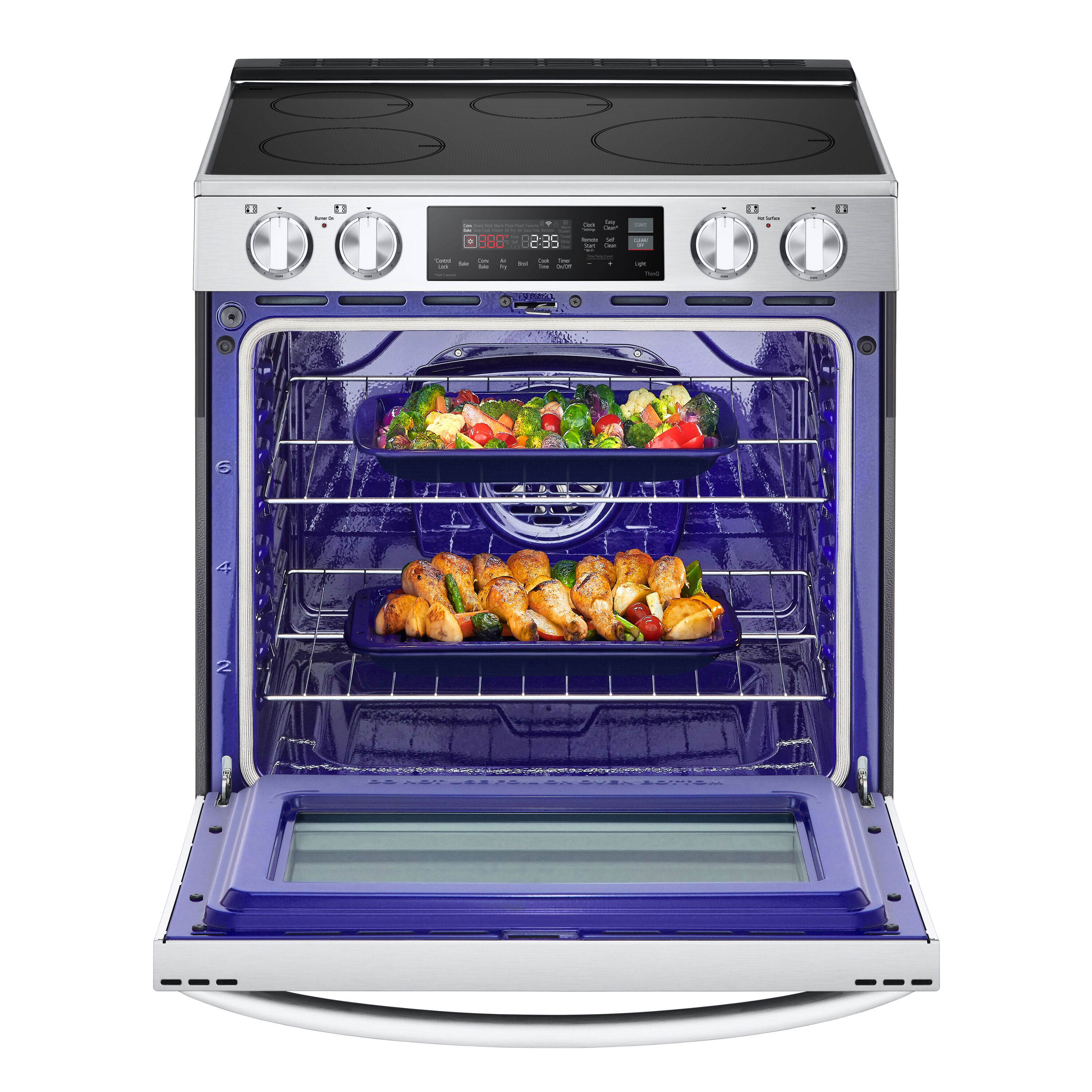 Estufa de inducción de 4 quemadores con horno de convección y freidora de aire LG de 30 pulgadas, 6.3 pies cúbicos (Acero Inoxidable de Resistencia a las Manchas)
