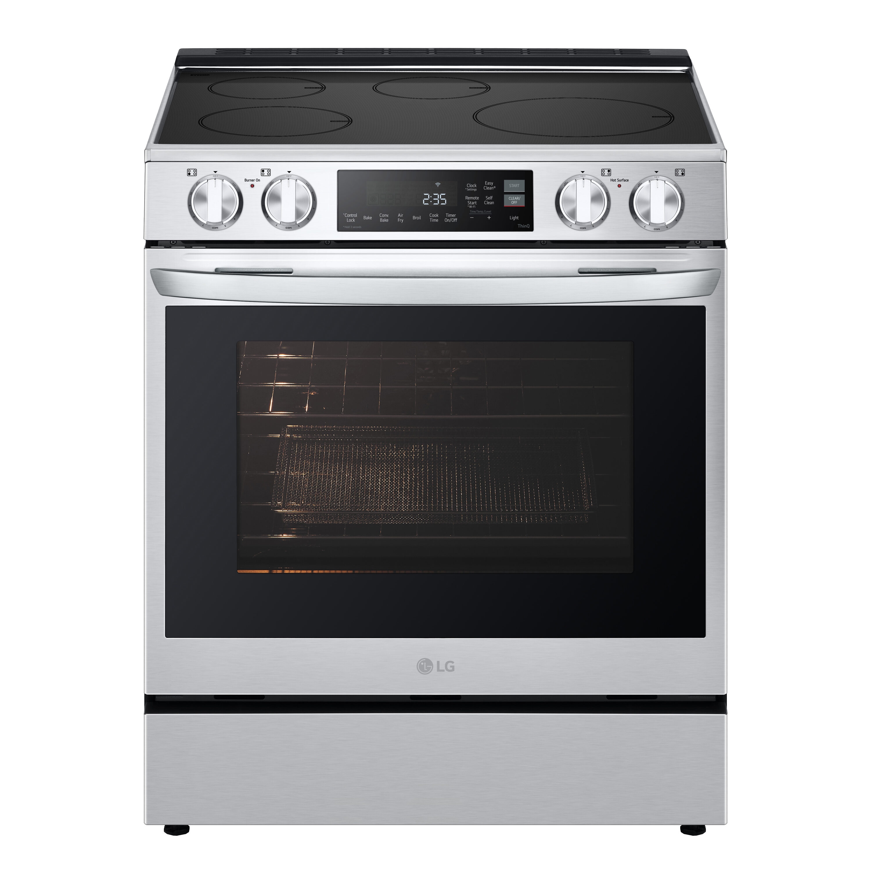 Estufa de inducción de 4 quemadores con horno de convección y freidora de aire LG de 30 pulgadas, 6.3 pies cúbicos (Acero Inoxidable de Resistencia a las Manchas)