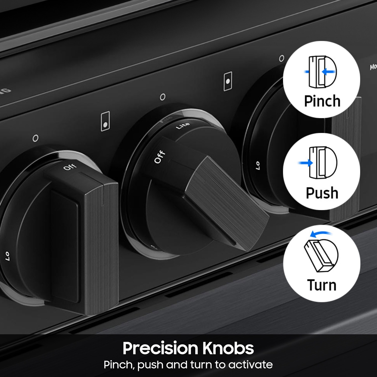 Estufa eléctrica deslizable Samsung Bespoke con 5 quemadores, horno de convección con freidora de aire de 6.3 pies cúbicos y cubierta de vidrio de 30 pulgadas (acero inoxidable) NSE6DG8500SR