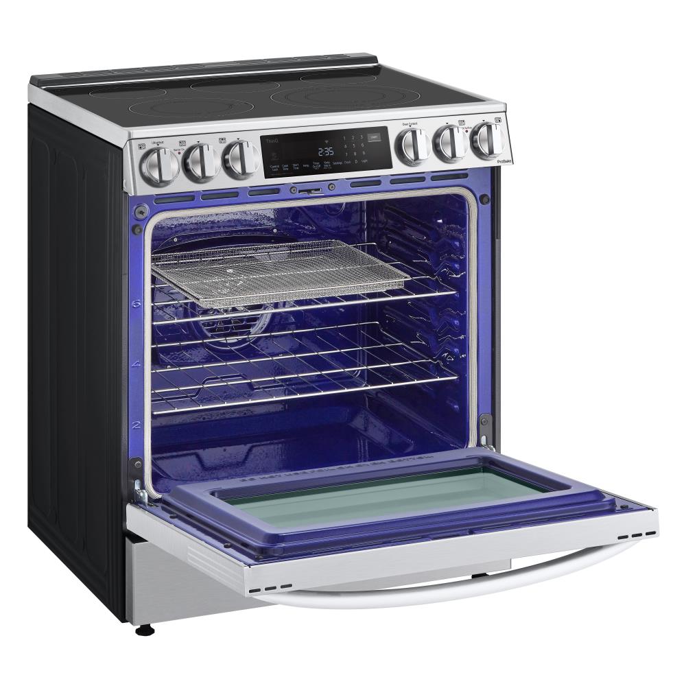 LG InstaView con Air Fry, Estufa Eléctrica de Empotrar con Superficie de Vidrio de 30 pulgadas, 5 quemadores, Horno de Convección de 6.3 pies cúbicos (Acero Inoxidable a Prueba de Impresiones) LSEL6335FE