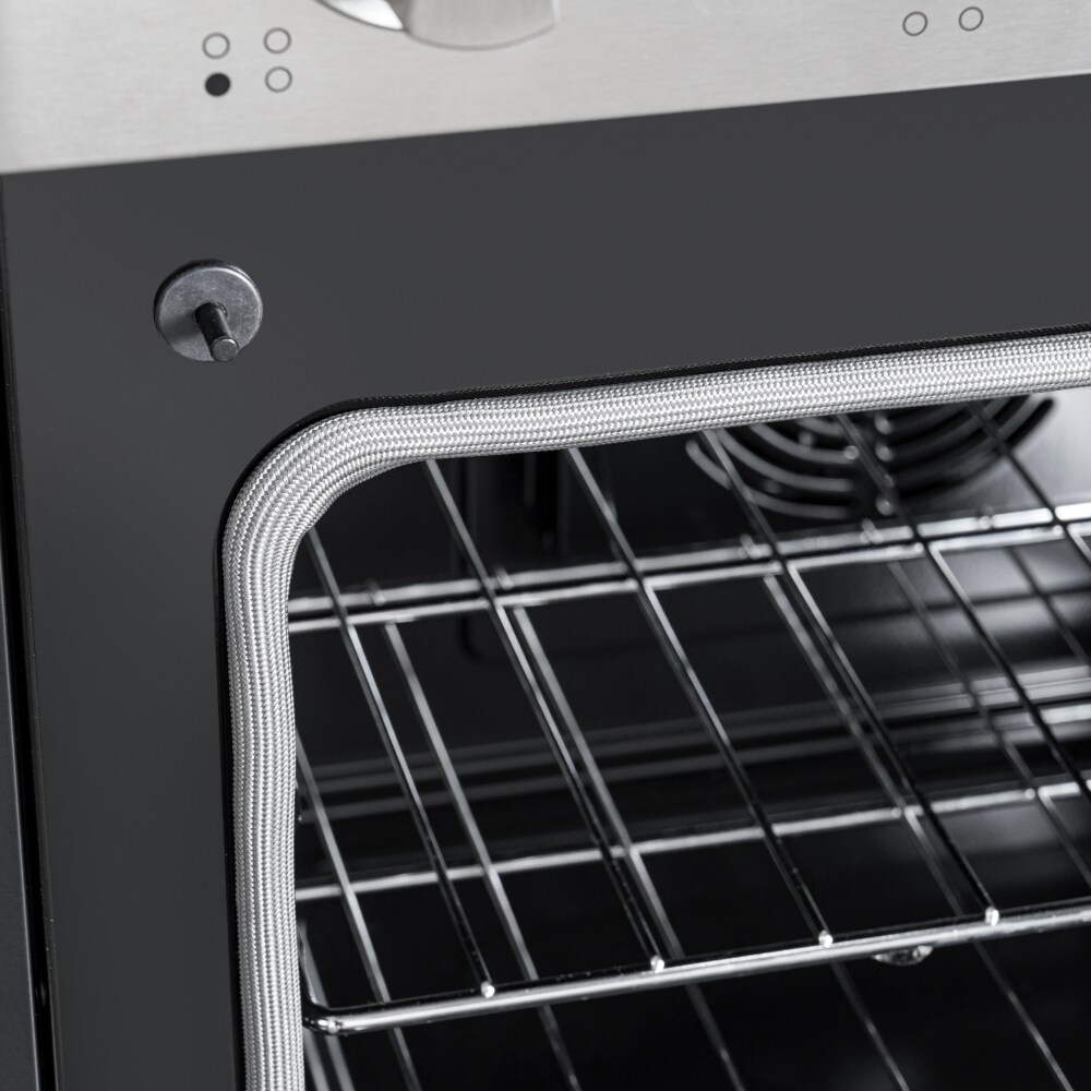 Estufa eléctrica independiente de 30 pulgadas con 4 quemadores y 4.8 pies cúbicos de capacidad, cubierta de cristal y acabado en acero inoxidable