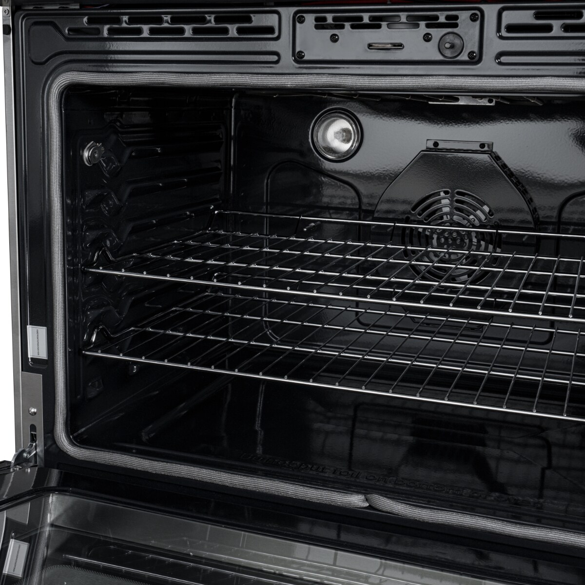 Estufa eléctrica de piso con 5 quemadores y freidora de aire de 6 pies cúbicos con superficie de vidrio de 36 pulgadas en acero inoxidable