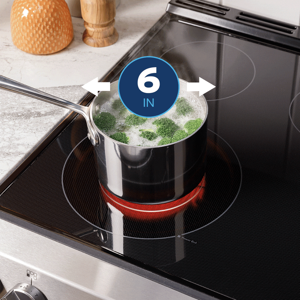 Charola para horno GE EasyWash de 30 pulgadas con cubierta de cristal y 5 quemadores, horno de convección con freidora de aire de 5.3 pies cúbicos, estufa eléctrica independiente (acabado en acero inoxidable) GRF600AVSS