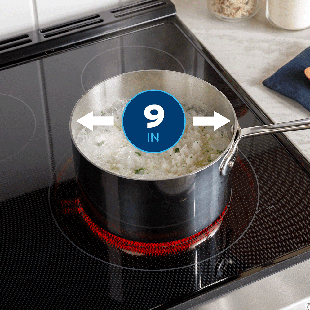 Charola para horno GE EasyWash de 30 pulgadas con cubierta de cristal y 5 quemadores, horno de convección con freidora de aire de 5.3 pies cúbicos, estufa eléctrica independiente (acabado en acero inoxidable) GRF600AVSS