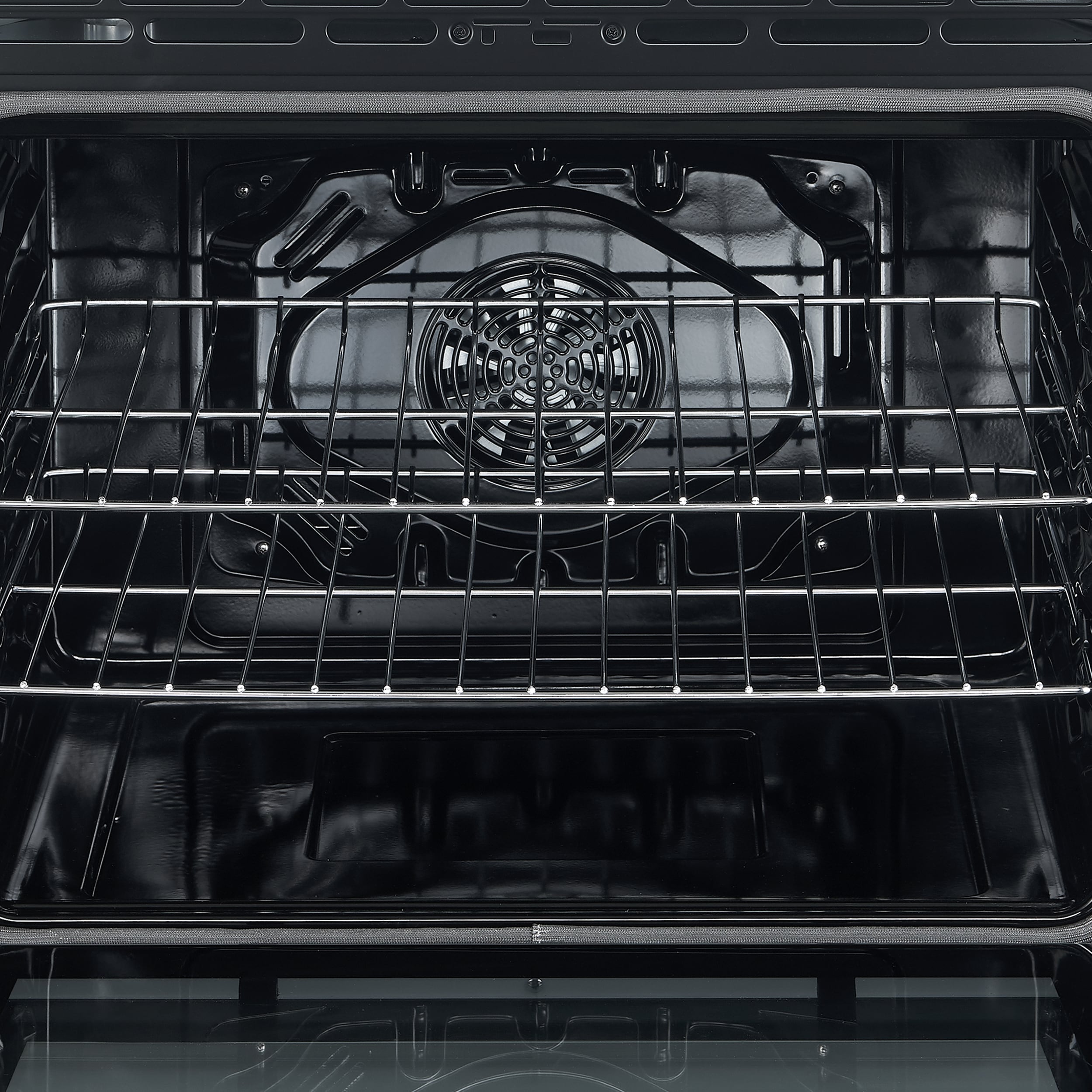 Estufa eléctrica de empotrar con 4 quemadores, horno de convección de 5 pies cúbicos y cubierta de vidrio de 30 pulgadas en negro