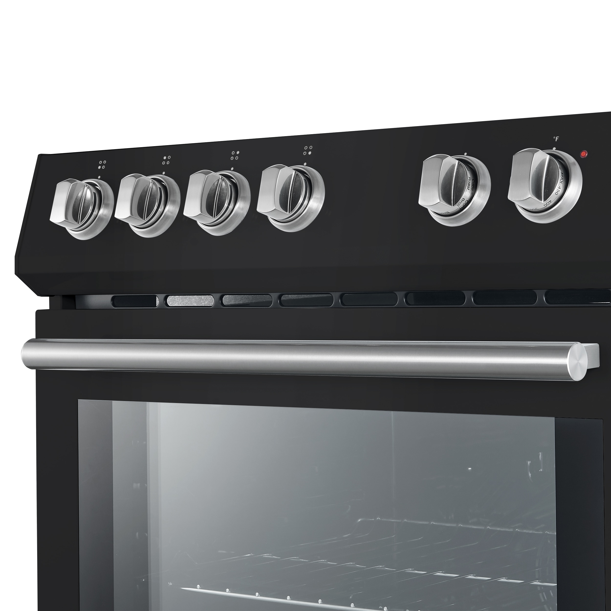 Estufa eléctrica de empotrar con 4 quemadores, horno de convección de 5 pies cúbicos y cubierta de vidrio de 30 pulgadas en negro