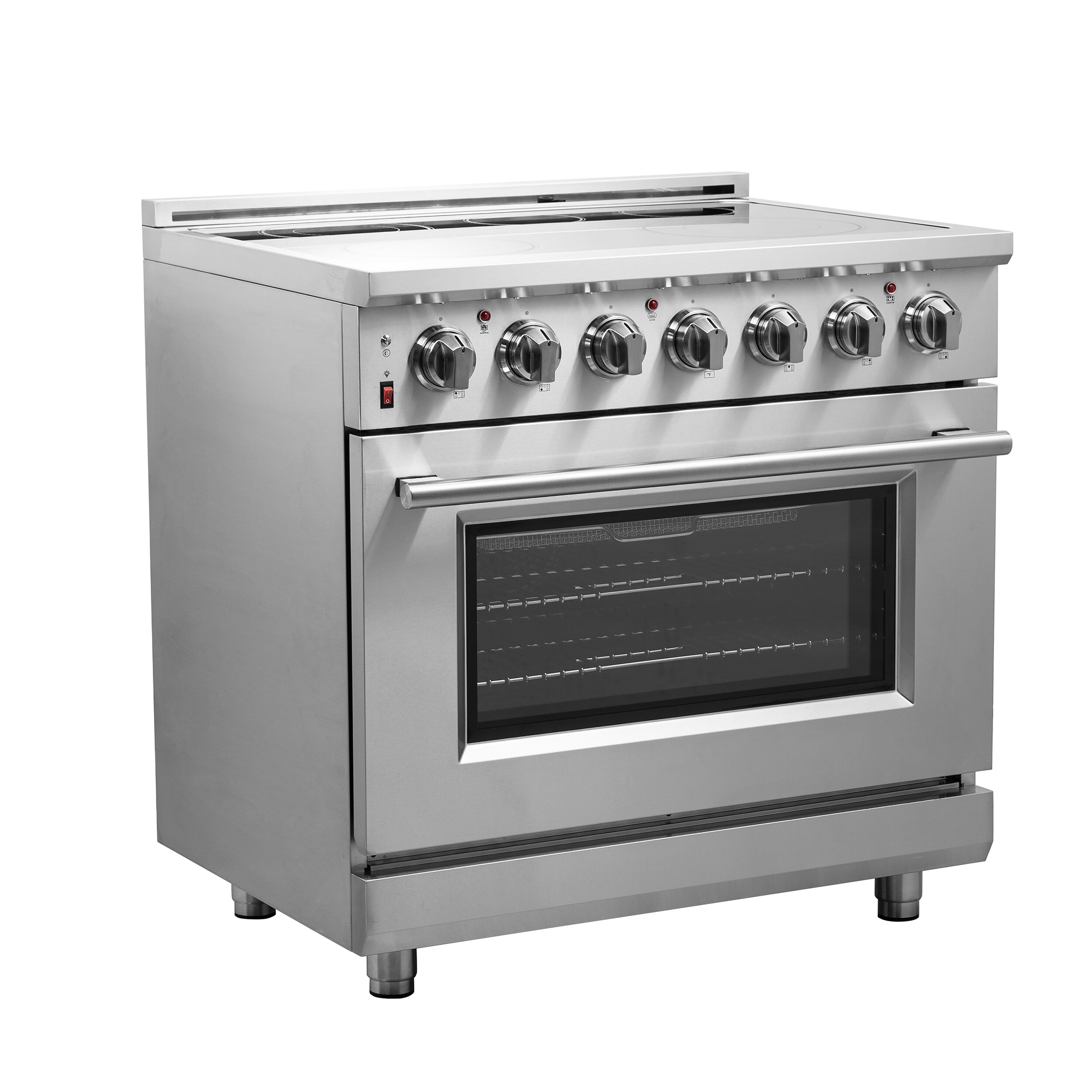 Estufa eléctrica independiente de acero inoxidable con horno de convección de freír al aire FORNO Massimo de 36 pulgadas con 5 quemadores y 5.36 pies cúbicos de capacidad.