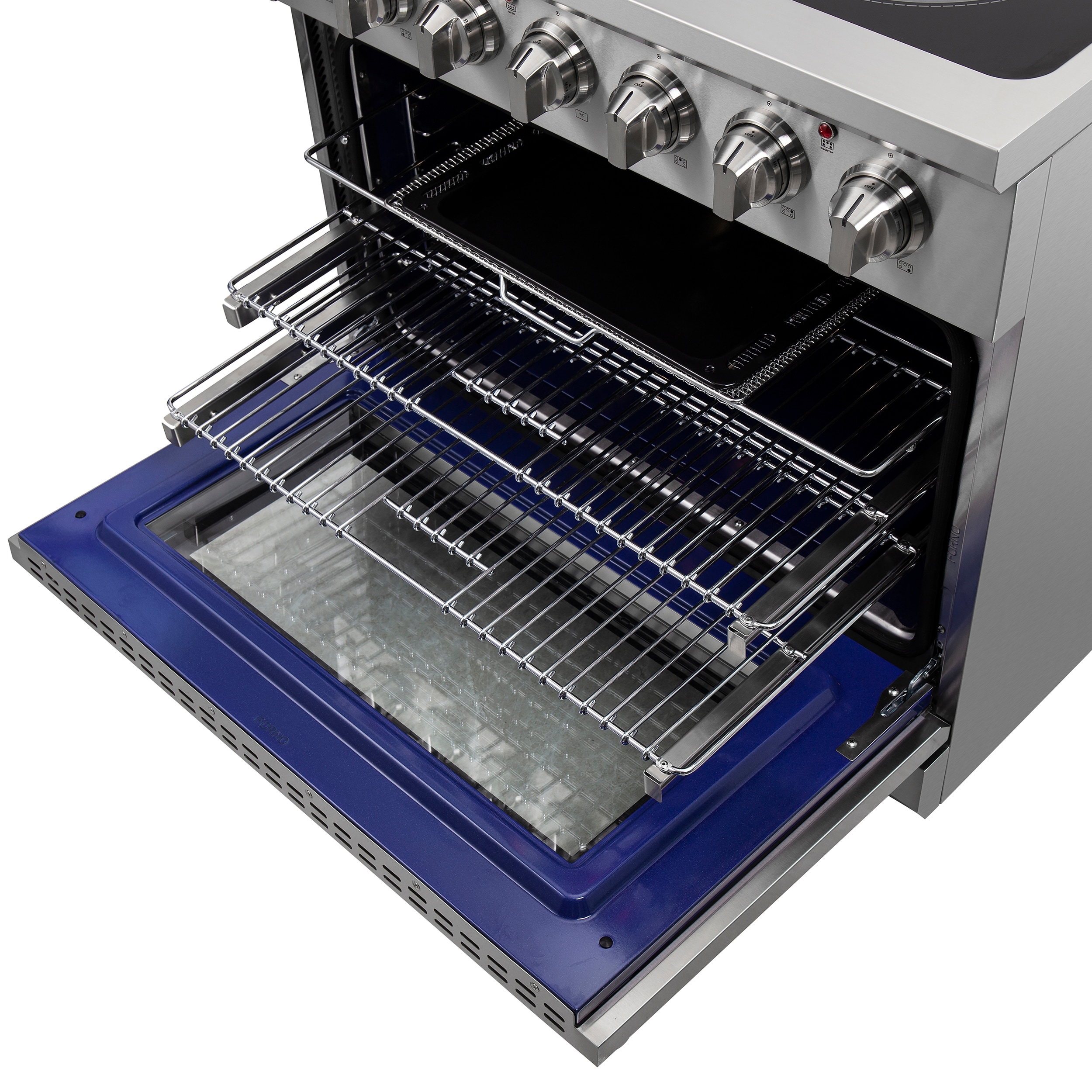Estufa eléctrica independiente de acero inoxidable con horno de convección de freír al aire FORNO Massimo de 36 pulgadas con 5 quemadores y 5.36 pies cúbicos de capacidad.