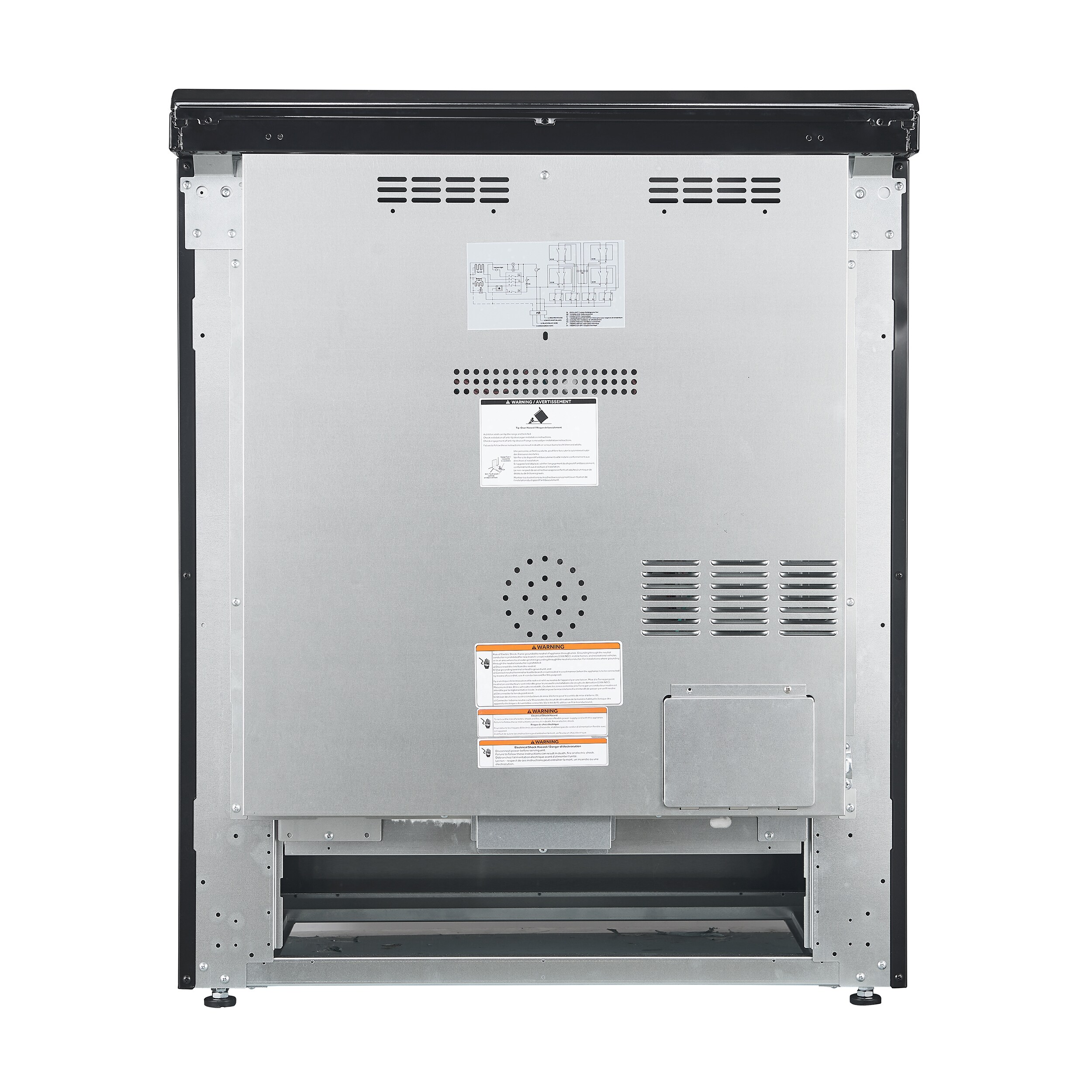 Estufa eléctrica deslizable con horno de convección de 5 pies cúbicos, 4 quemadores y tapa de vidrio de 30 pulgadas FORNO Leonardo Espresso de acero inoxidable.