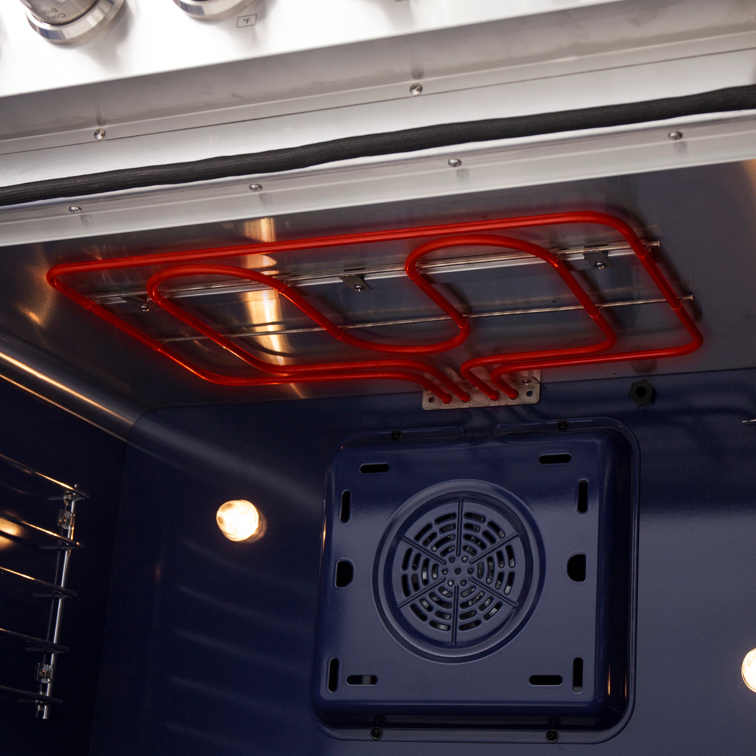Estufa eléctrica independiente FORNO Massimo de 36 pulgadas con 5 quemadores y horno de convección de freidora de aire de 5.36 pies cúbicos en acero inoxidable. FFSEL6955-36