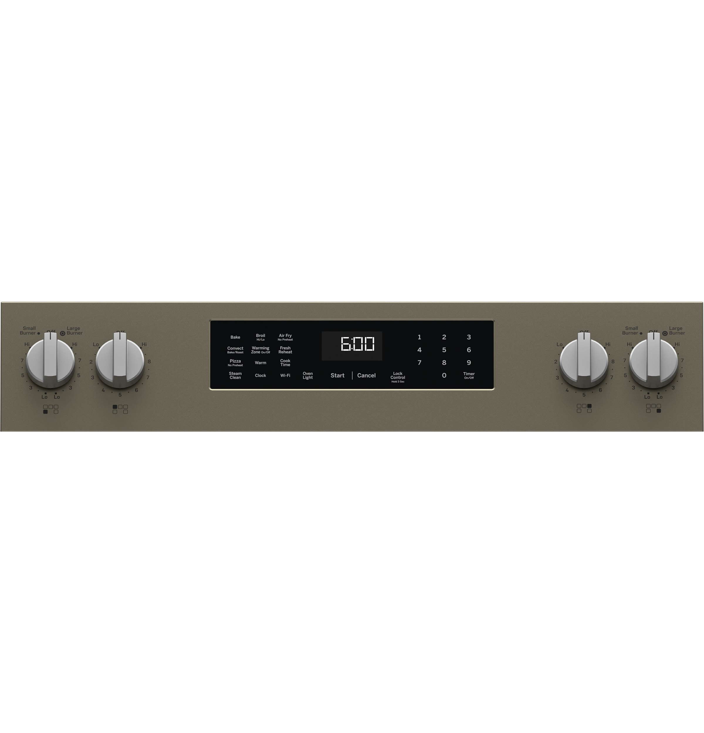 Charola para horno GE EasyWash de 30 pulgadas con tapa de vidrio y 5 quemadores, horno de convección con freidora de aire de 5.3 pies cúbicos, estufa eléctrica independiente (Pizarra) GRF600AVES