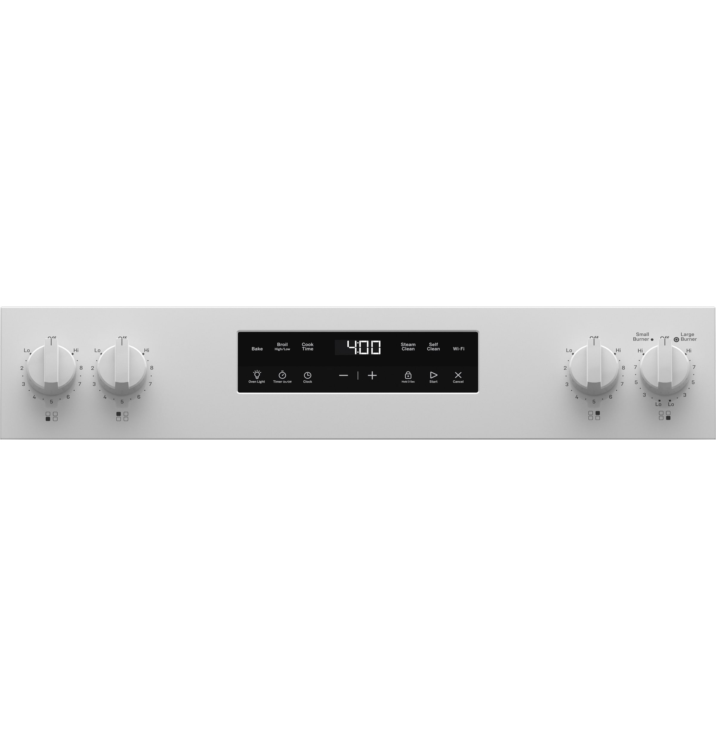 Estufa eléctrica independiente con 4 quemadores de vidrio de 30 pulgadas y 5.3 pies cúbicos (Blanco)
