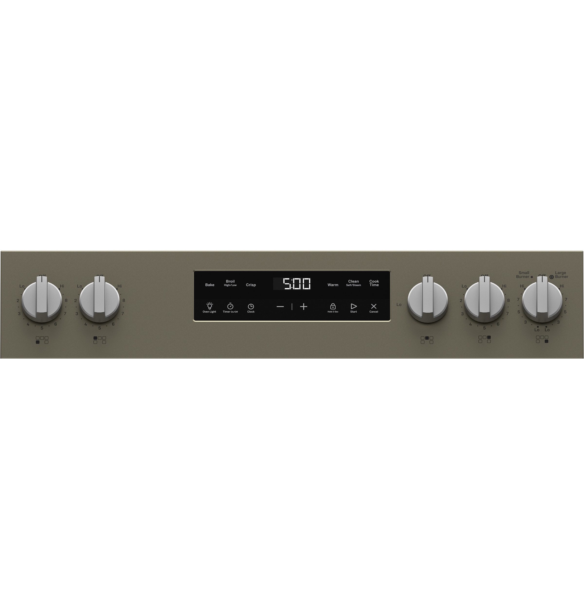 Estufa eléctrica independiente con 5 quemadores y modo Crisp de GE, cubierta de vidrio de 30 pulgadas y 5.3 pies cúbicos (Slate)