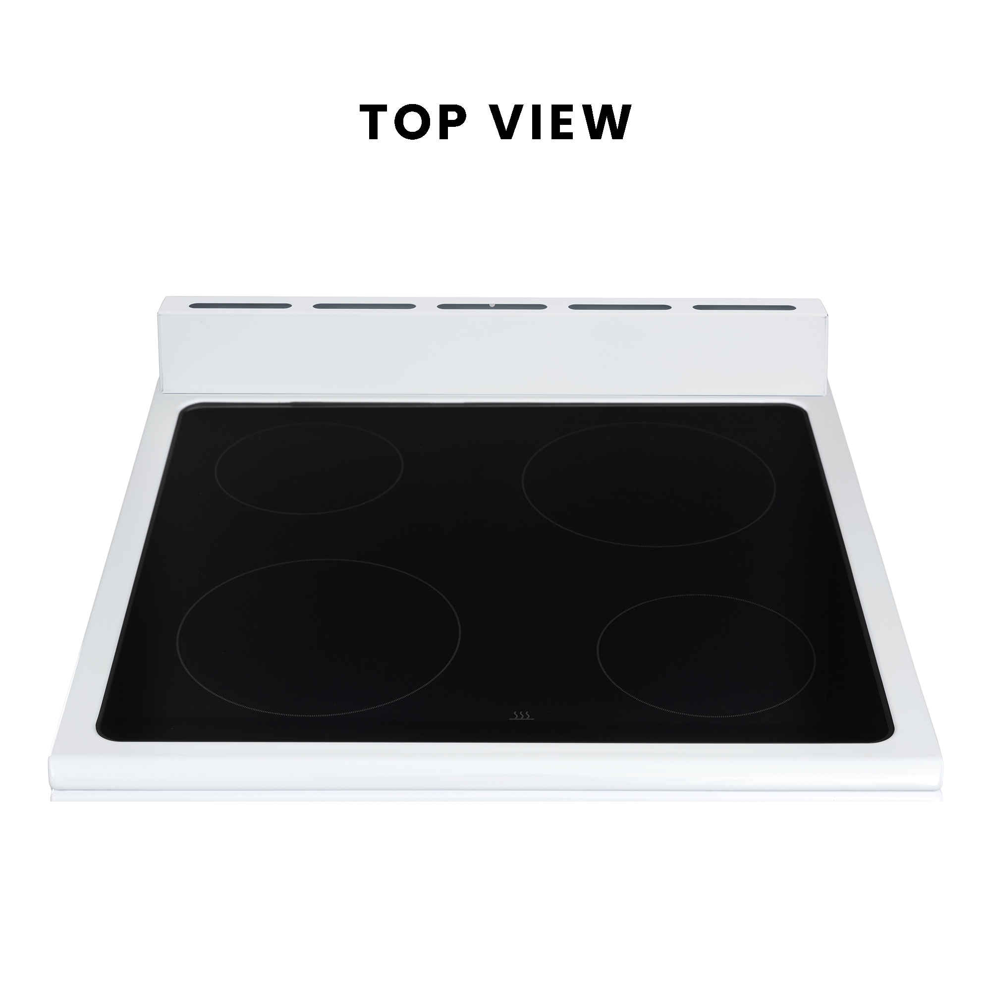 Horno de Convección + Freidora de Aire de Equator Advanced Appliances de 24 pulgadas, 4 quemadores en la cubierta de vidrio, 2.4 pies cúbicos, Horno de Convección de Aire Frito, Estufa Eléctrica Independiente con Revestimiento WipeClean (Blanco) ECR 244