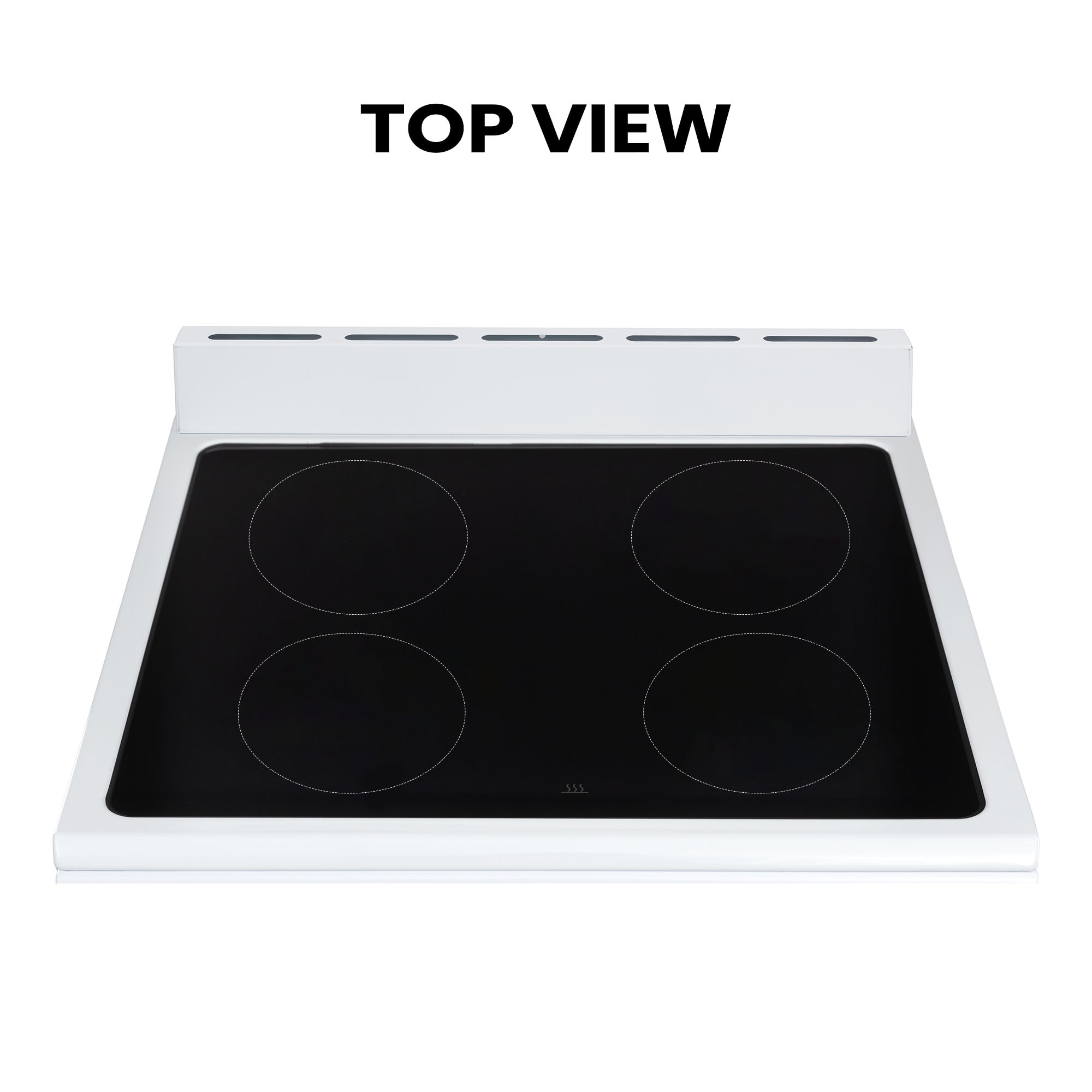 Horno de convección y freidora de aire Equator Advanced Appliances de 20 pulgadas con 4 quemadores de vidrio, horno de convección y freidora de aire de 1.9 pies cúbicos, estufa de electrica independiente con recubrimiento WipeClean (Blanco) ECR 204 BLANCO