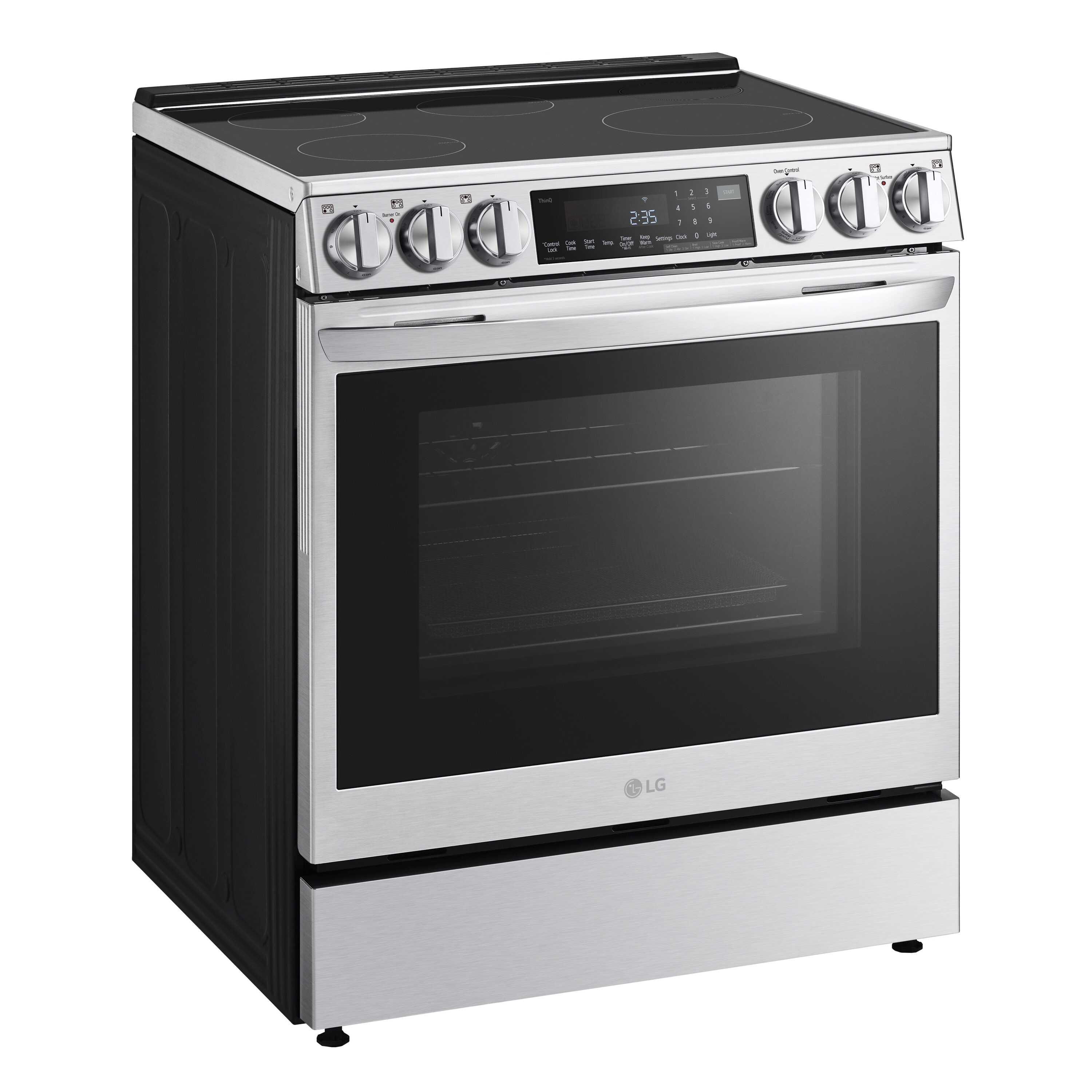 Estufa de Inducción Deslizable de 30 pulgadas con 5 quemadores, 6.3 pies cúbicos y Horno de Convección con Freidora de Aire (Acero Inoxidable)