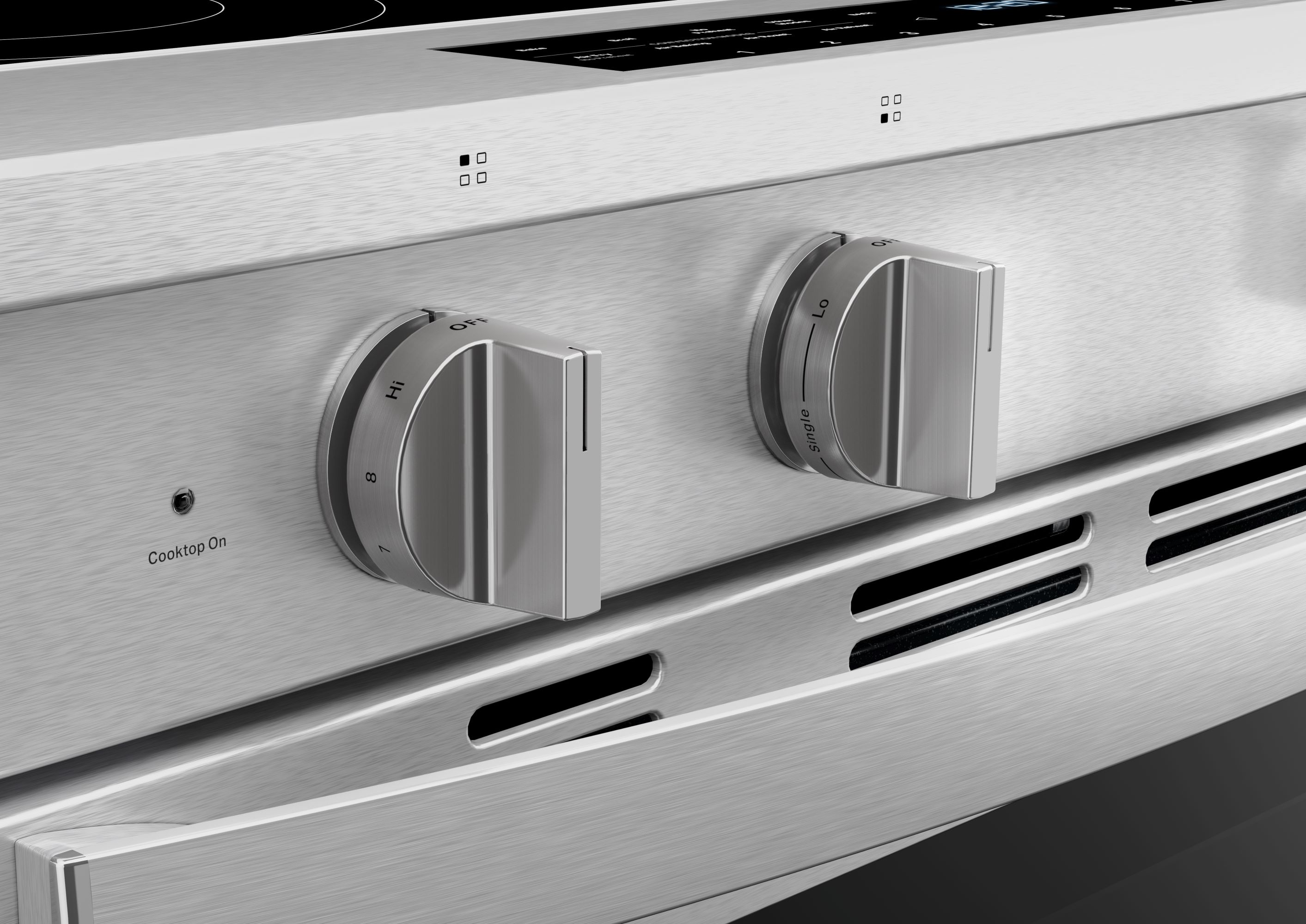 Estufa eléctrica deslizable Whirlpool de 5 quemadores y 5.3 pies cúbicos con horno de convección y freidora de aire en la parte superior de vidrio de 30 pulgadas con recubrimiento WipeClean (Acero Inoxidable Resistente a las Huellas Dactilares) WSES7530RZ