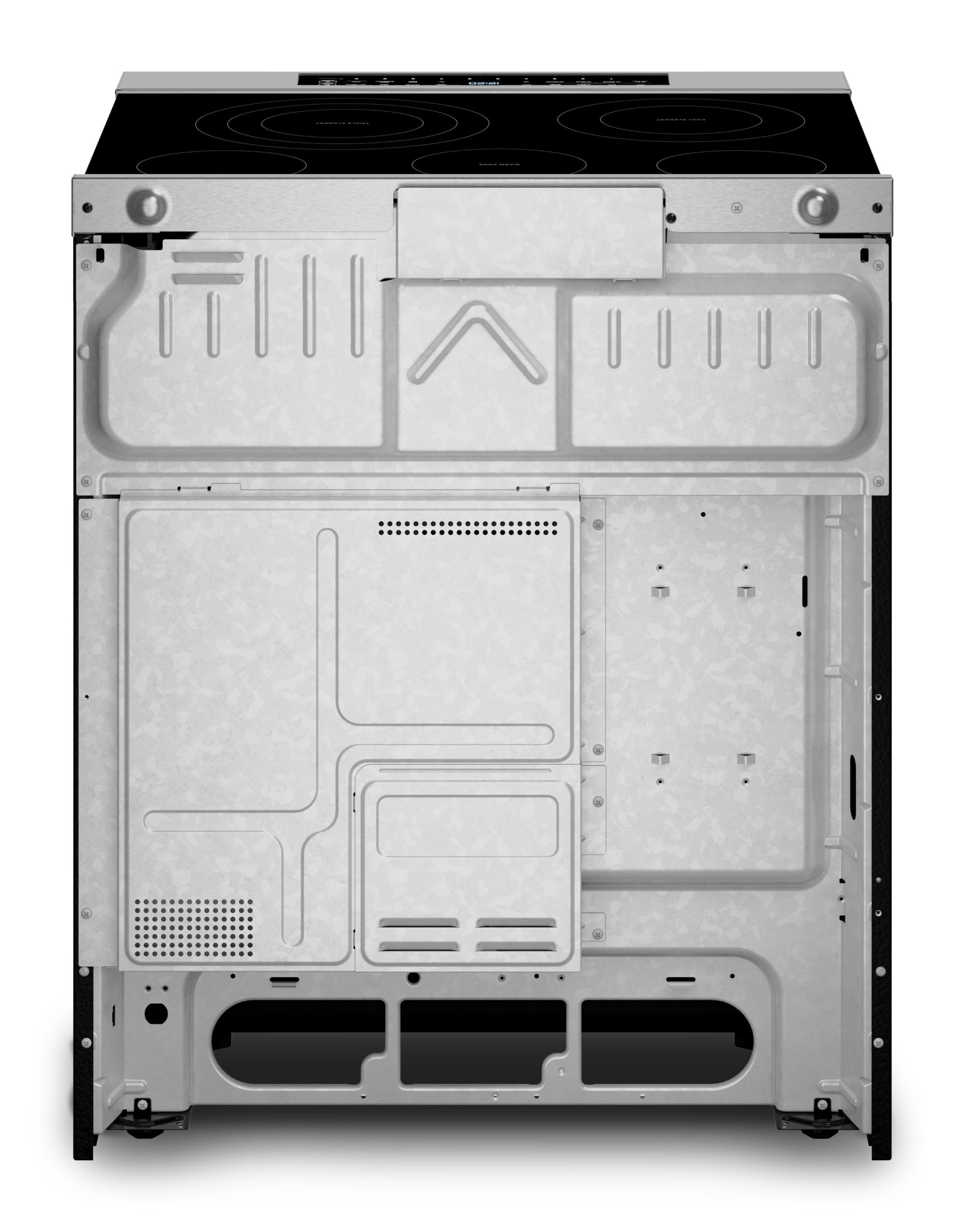 Estufa eléctrica deslizable Whirlpool de 5 quemadores y 5.3 pies cúbicos con horno de convección y freidora de aire en la parte superior de vidrio de 30 pulgadas con recubrimiento WipeClean (Acero Inoxidable Resistente a las Huellas Dactilares) WSES7530RZ