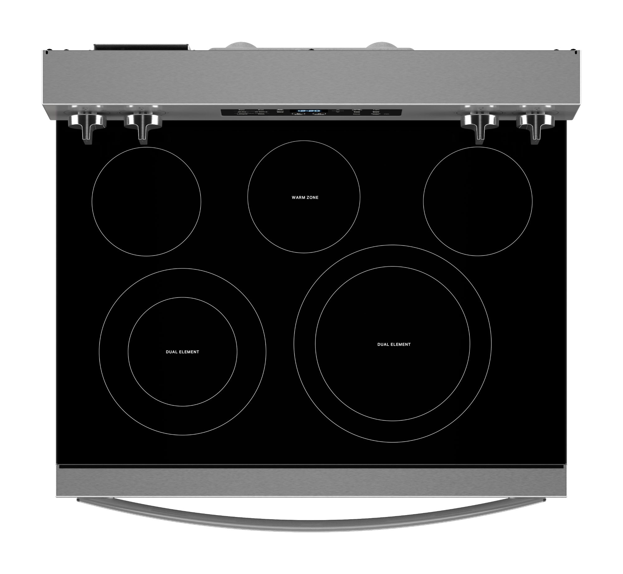 Tecnología de cocción al aire de Whirlpool 30" con cubierta de vidrio, 5 quemadores, horno de convección con freidora de aire de 5.3 pies cúbicos, gama eléctrica independiente (acero inoxidable resistente a huellas) WFES5030RZ