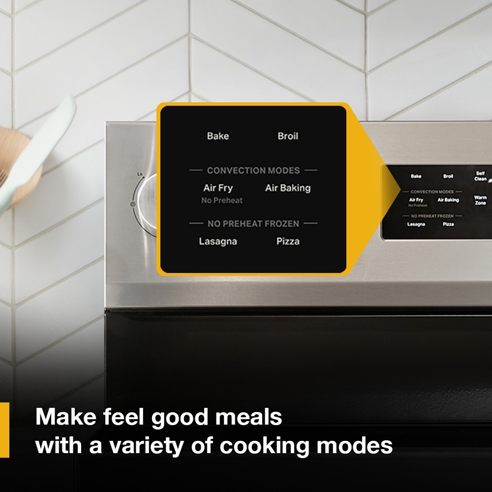 Tecnología de cocción al aire de Whirlpool 30" con cubierta de vidrio, 5 quemadores, horno de convección con freidora de aire de 5.3 pies cúbicos, gama eléctrica independiente (acero inoxidable resistente a huellas) WFES5030RZ