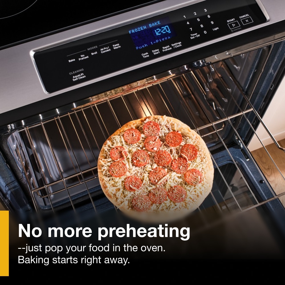 Estufa de Inducción de Pie Whirlpool con Horno de Convección de Aire y Freidora de 6,4 pies cúbicos, 4 Quemadores de 30 pulgadas (Acero Inoxidable a Pruebas de Huellas Dactilares)