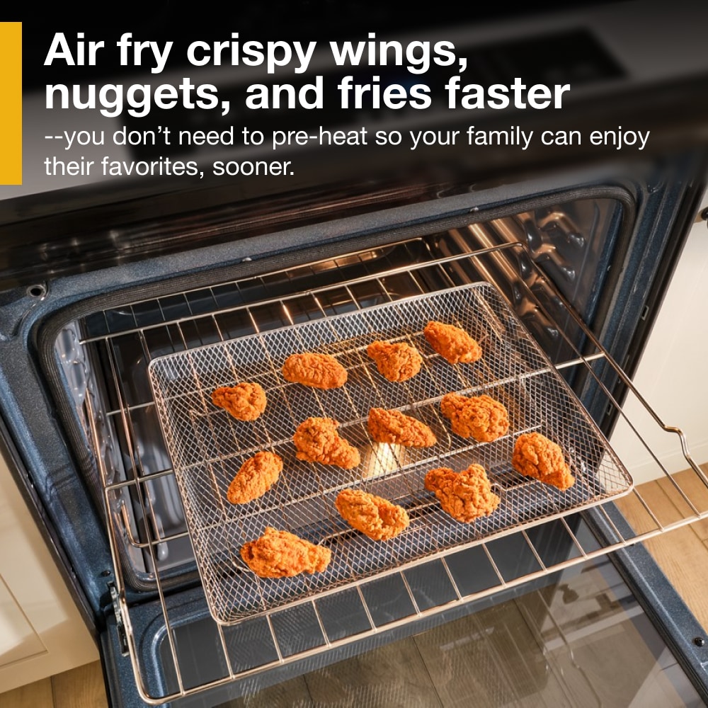 Estufa de Inducción de Pie Whirlpool con Horno de Convección de Aire y Freidora de 6,4 pies cúbicos, 4 Quemadores de 30 pulgadas (Acero Inoxidable a Pruebas de Huellas Dactilares)