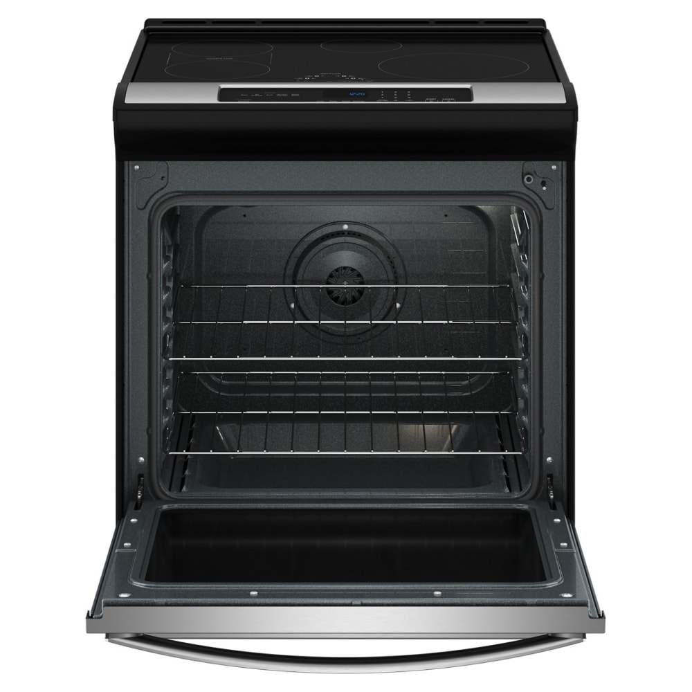 Estufa de Inducción de Pie Whirlpool con Horno de Convección de Aire y Freidora de 6,4 pies cúbicos, 4 Quemadores de 30 pulgadas (Acero Inoxidable a Pruebas de Huellas Dactilares)