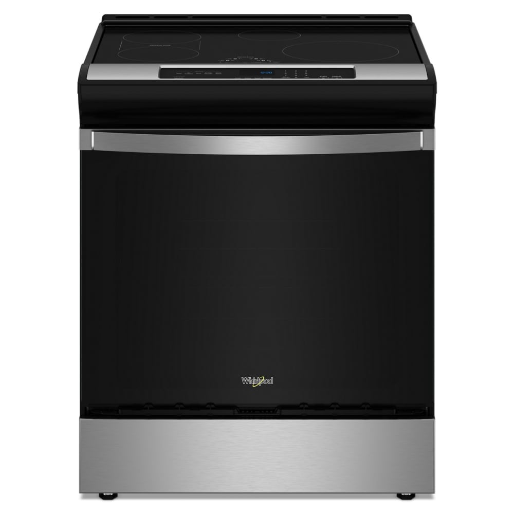 Estufa de Inducción de Pie Whirlpool con Horno de Convección de Aire y Freidora de 6,4 pies cúbicos, 4 Quemadores de 30 pulgadas (Acero Inoxidable a Pruebas de Huellas Dactilares)