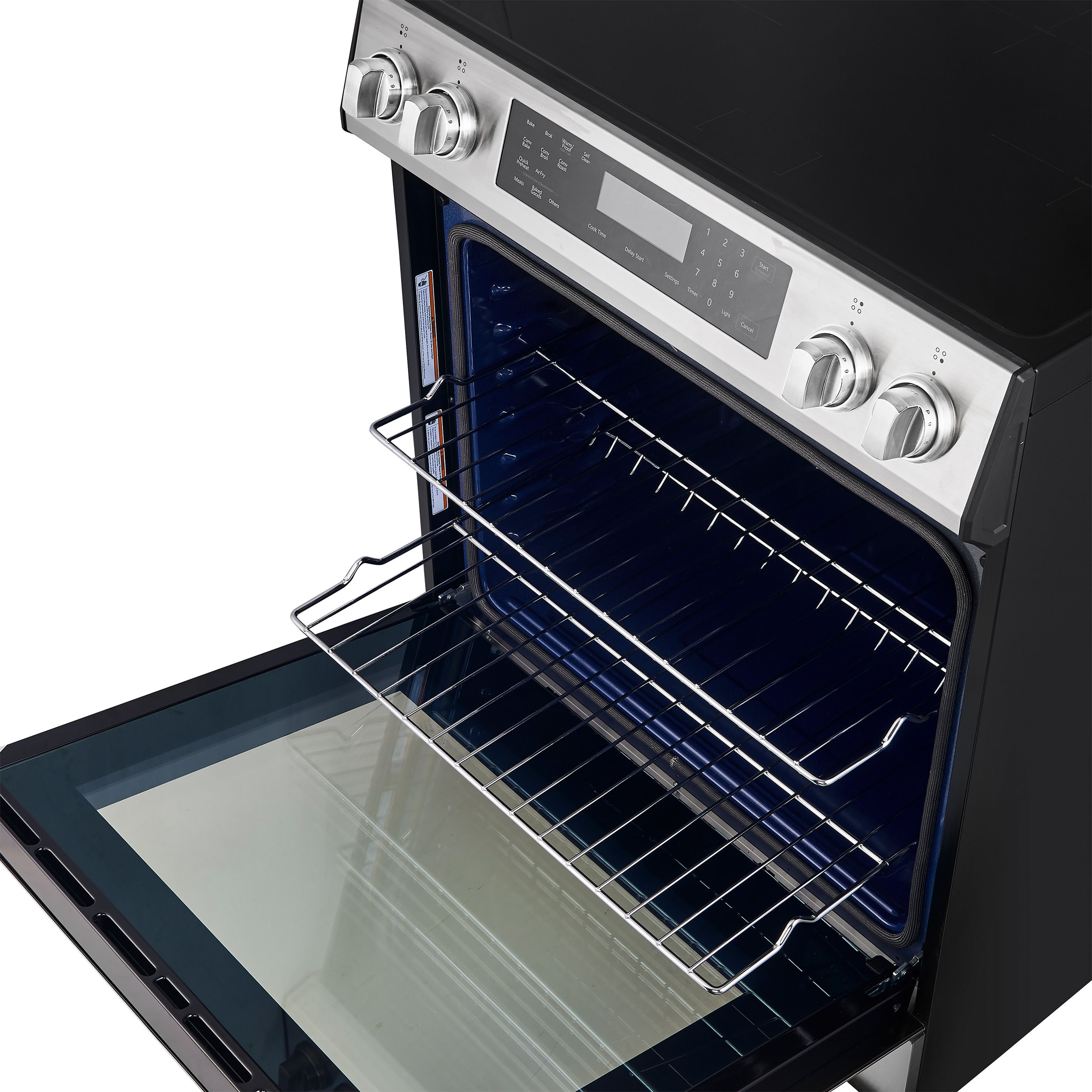 Horno Espresso Donatello de 30 pulgadas con 4 quemadores, horno de convección con freidora de aire de 5 pies cúbicos, estufa de inducción deslizable de un solo quemador (acero inoxidable)