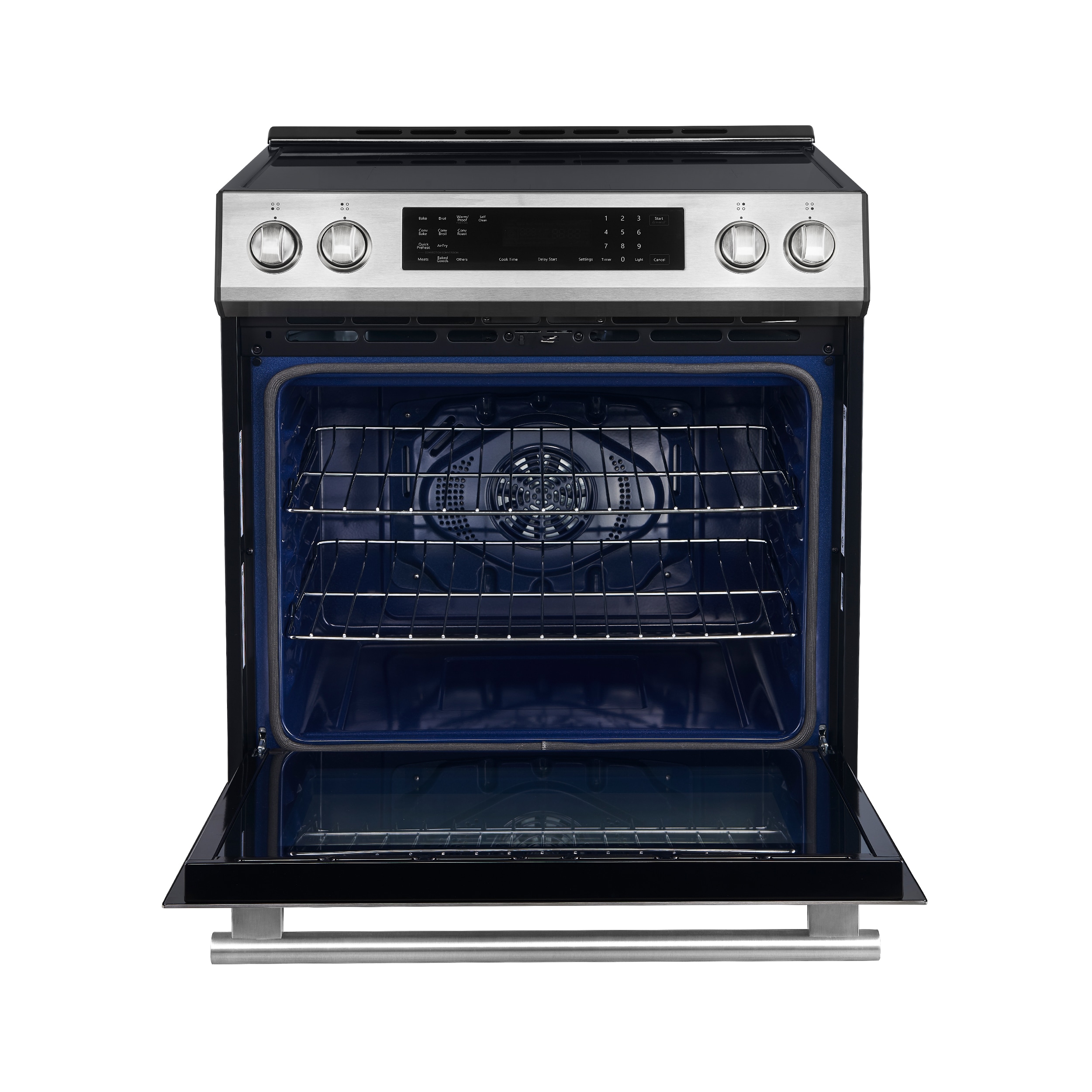 Horno Espresso Donatello de 30 pulgadas con 4 quemadores, horno de convección con freidora de aire de 5 pies cúbicos, estufa de inducción deslizable de un solo quemador (acero inoxidable)