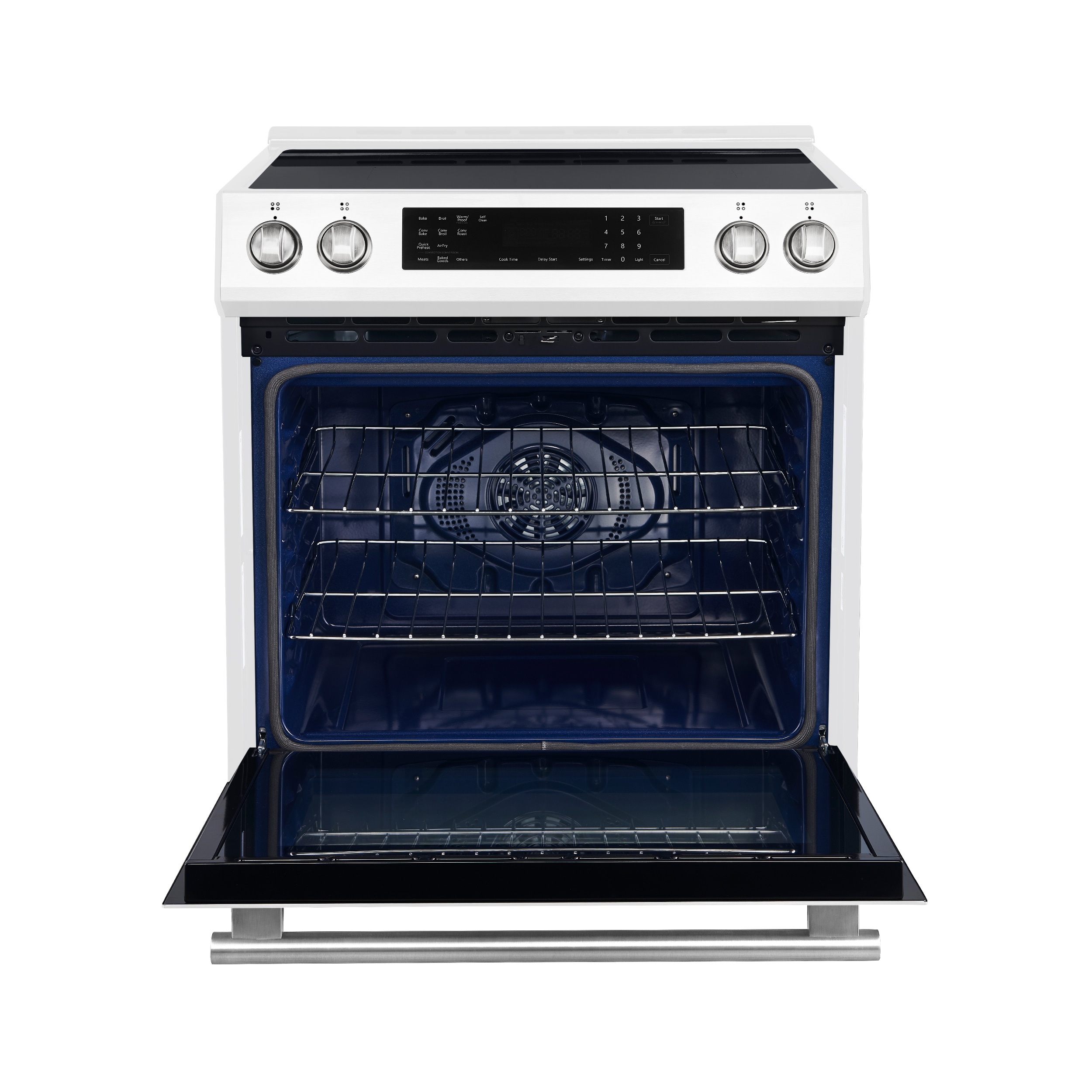 Horno Donatello de 30 pulgadas con 4 quemadores y horno de convección de 5 pies cúbicos con aire caliente. Estufa de inducción deslizable de un quemador (blanca) FFSIN0905-30BLANCA.