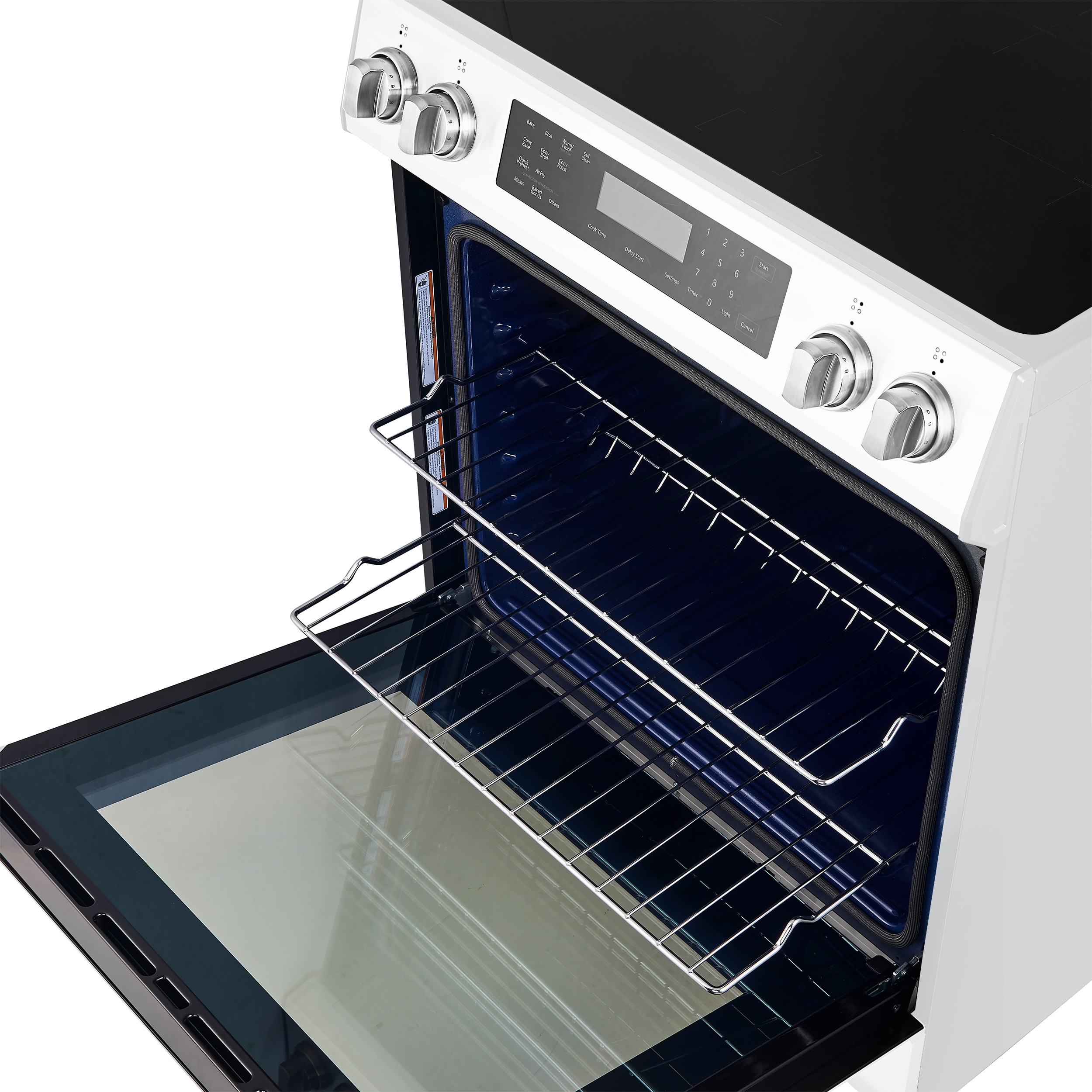 Horno Donatello de 30 pulgadas con 4 quemadores y horno de convección de 5 pies cúbicos con aire caliente. Estufa de inducción deslizable de un quemador (blanca) FFSIN0905-30BLANCA.