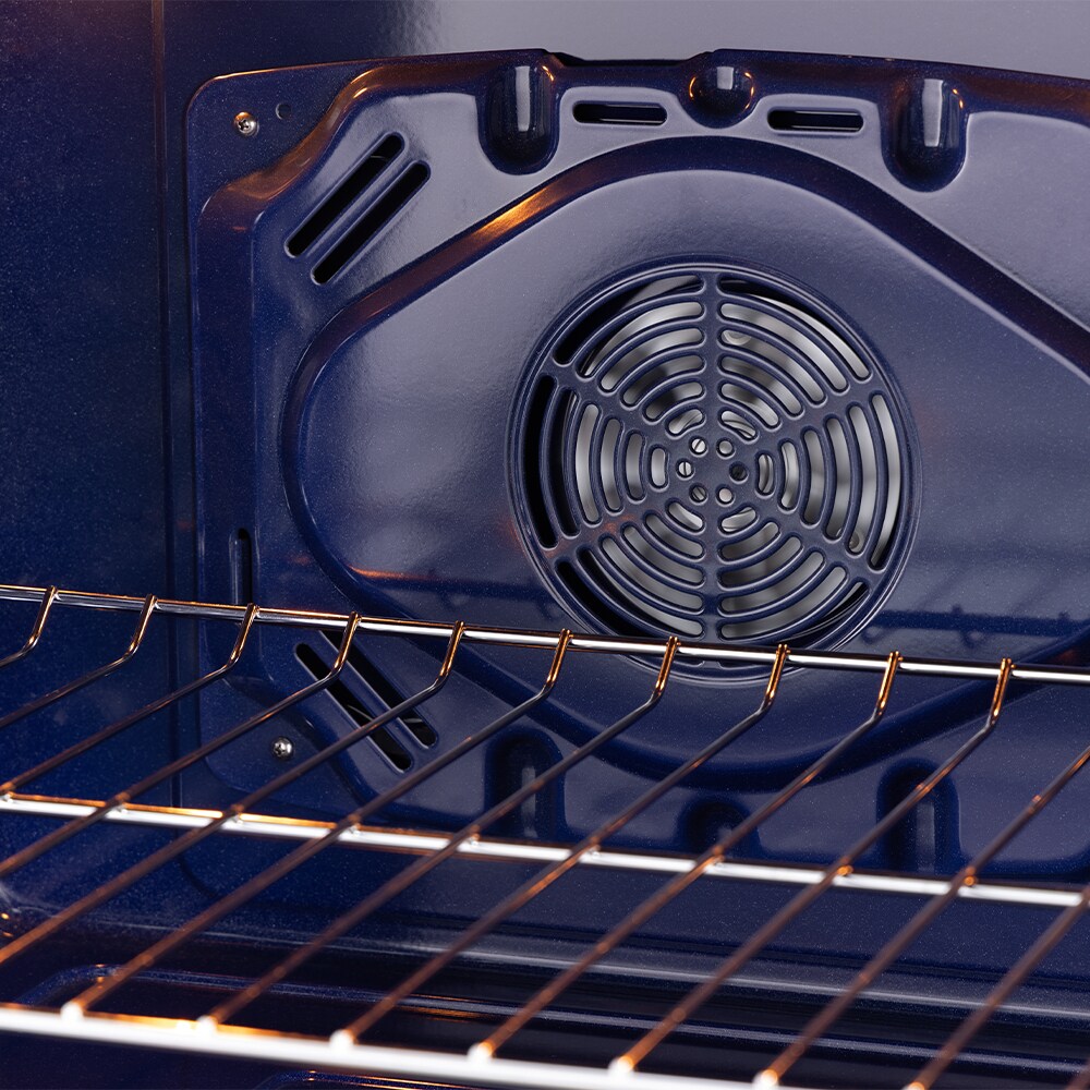 Estufa eléctrica deslizable con horno de convección de 5 pies cúbicos y 4 quemadores en la parte superior de vidrio de 30 pulgadas de acero inoxidable FORNO Leonardo Espresso