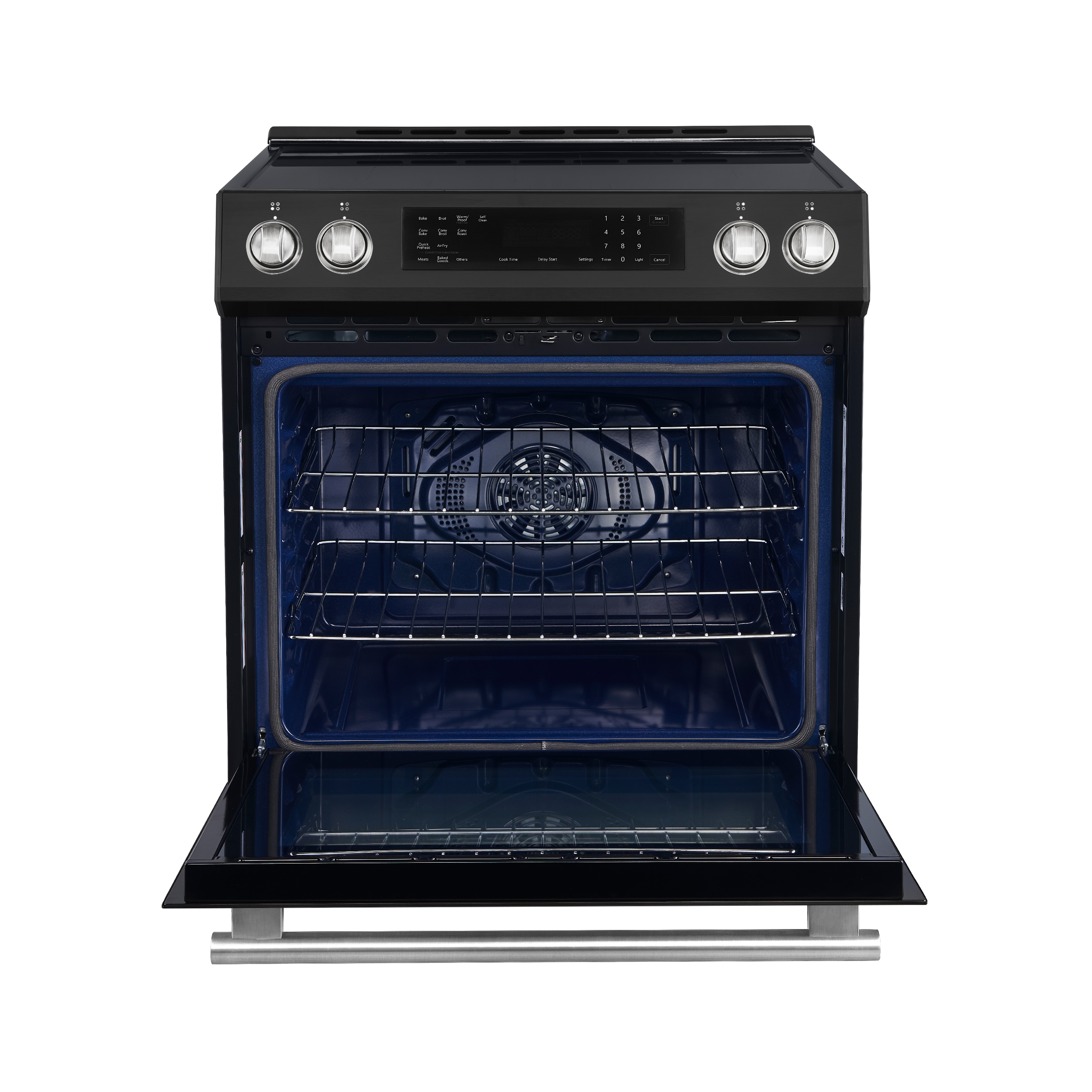 Horno de Inducción Deslizable con Horno de Convección de Aire Freidora de 5 pies cúbicos, 4 quemadores de 30 pulgadas (Negro)